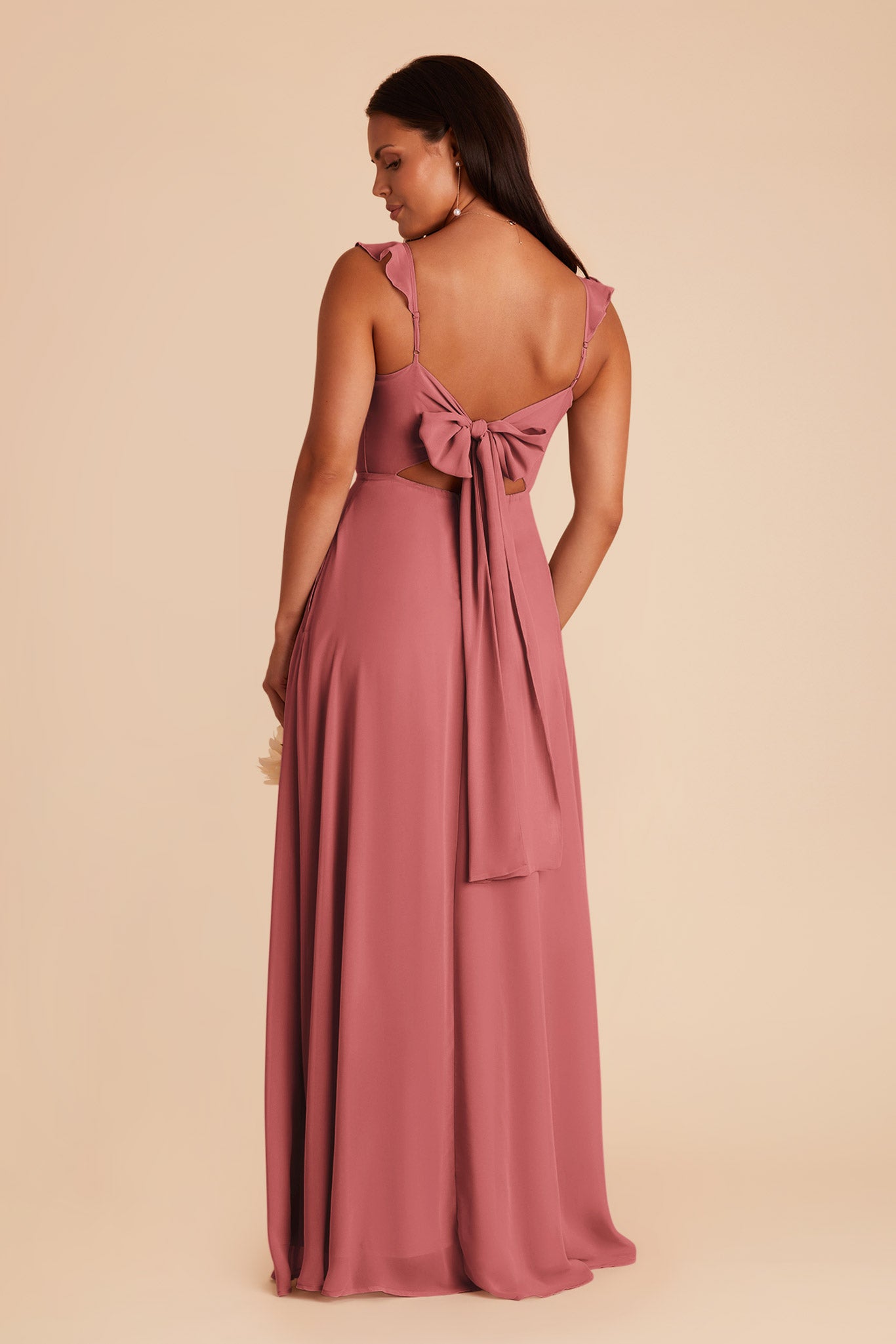 Flutter Sleeve Chiffon Bridesmaid Dress with Back Bow | Doris