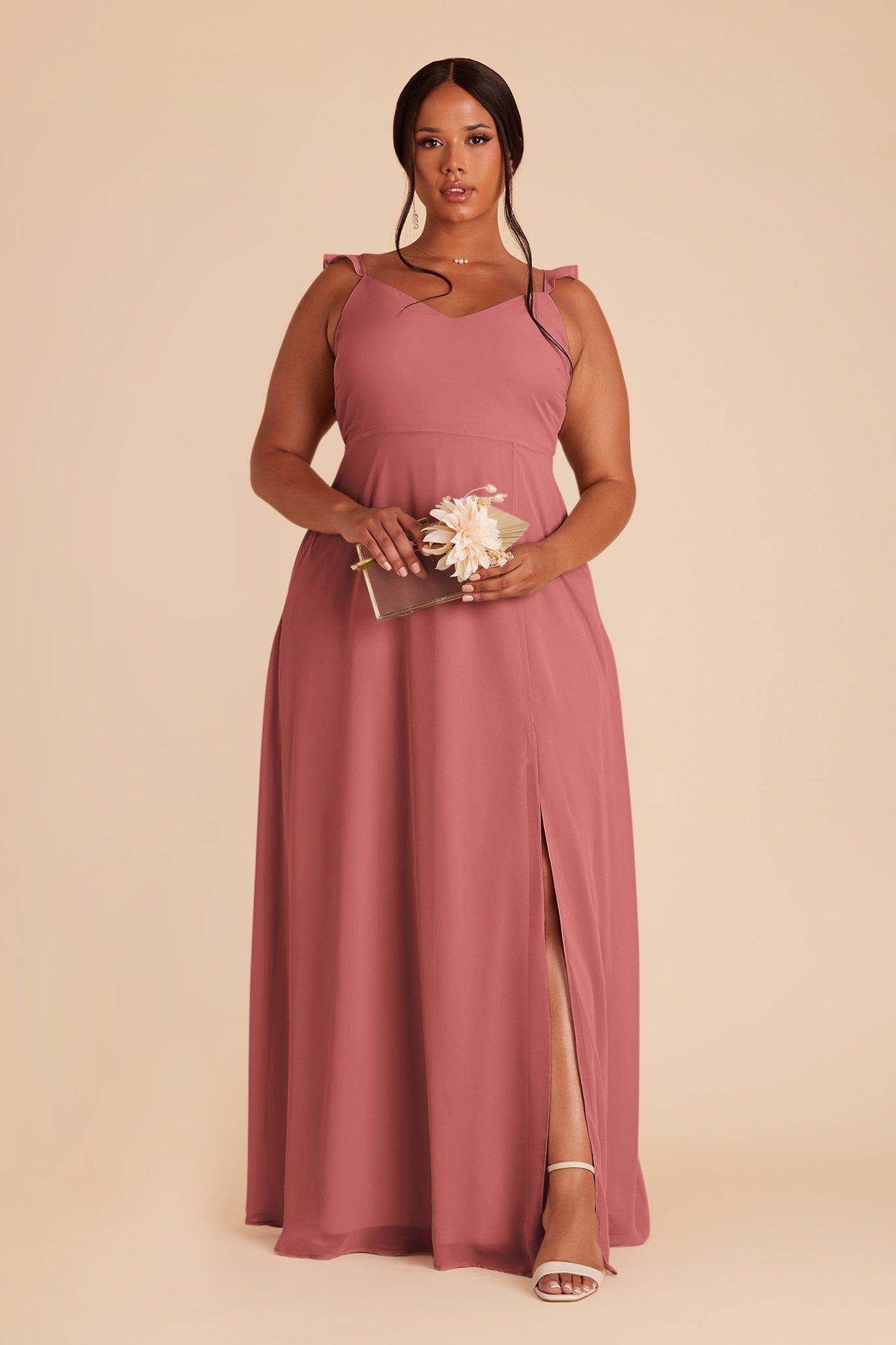 Flutter Sleeve Chiffon Bridesmaid Dress with Back Bow | Doris