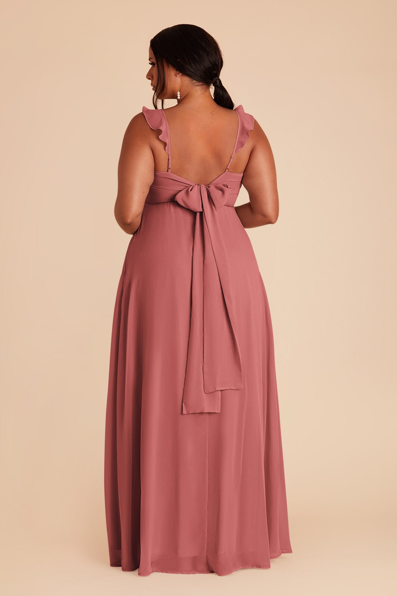 Flutter Sleeve Chiffon Bridesmaid Dress with Back Bow | Doris