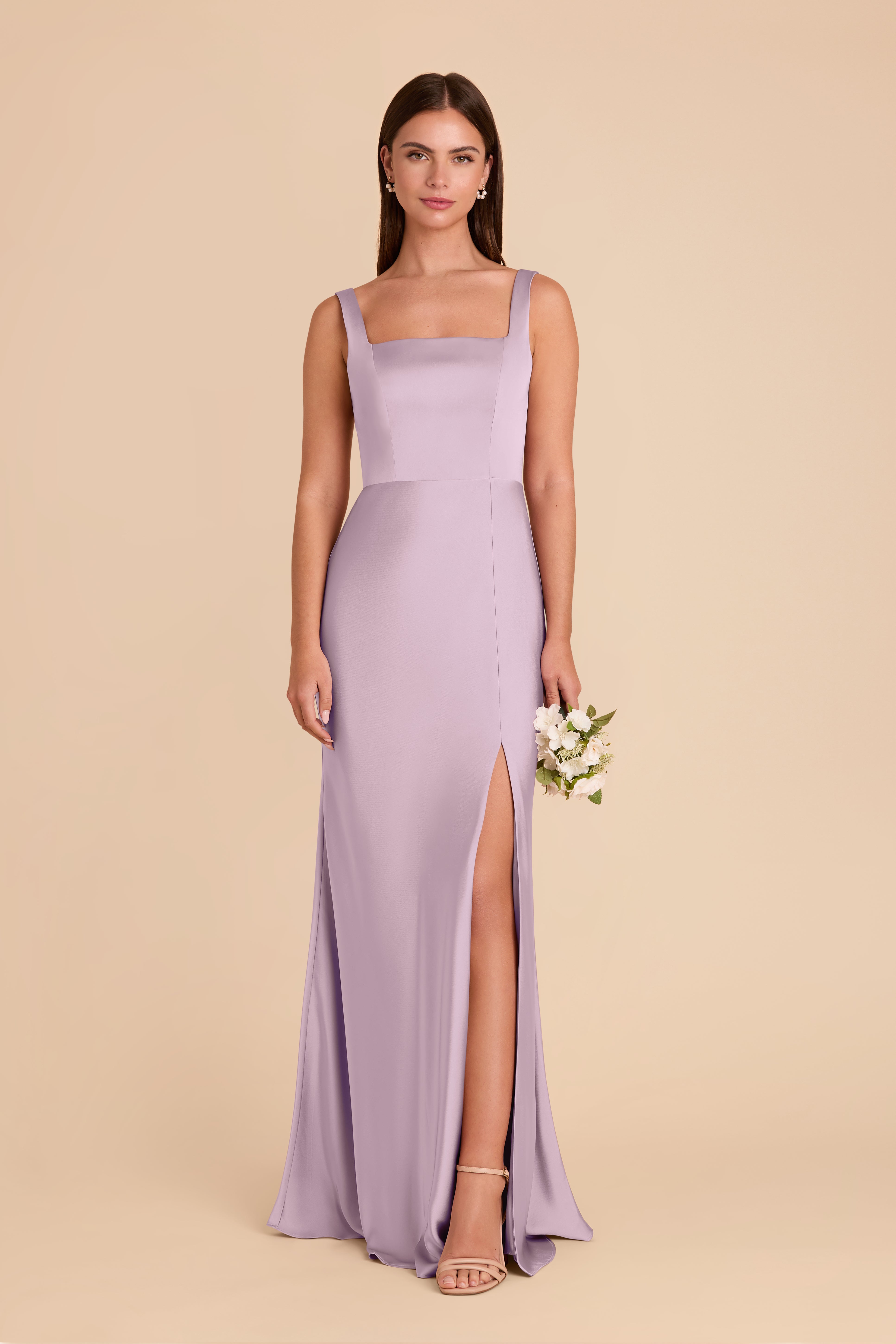Lavender Convertible Satin Dress with Bows | Alex