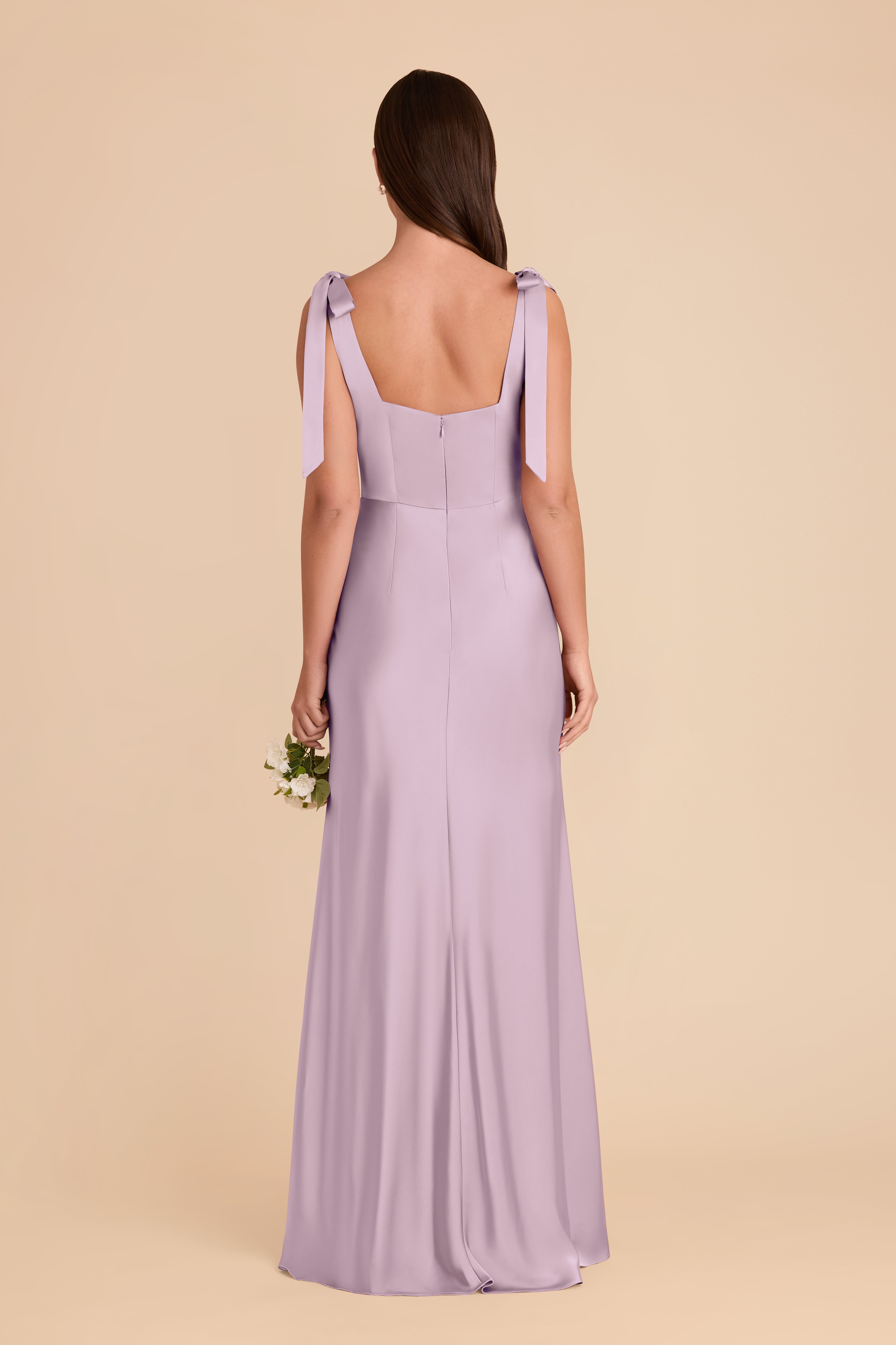 Lavender Convertible Satin Dress with Bows | Alex