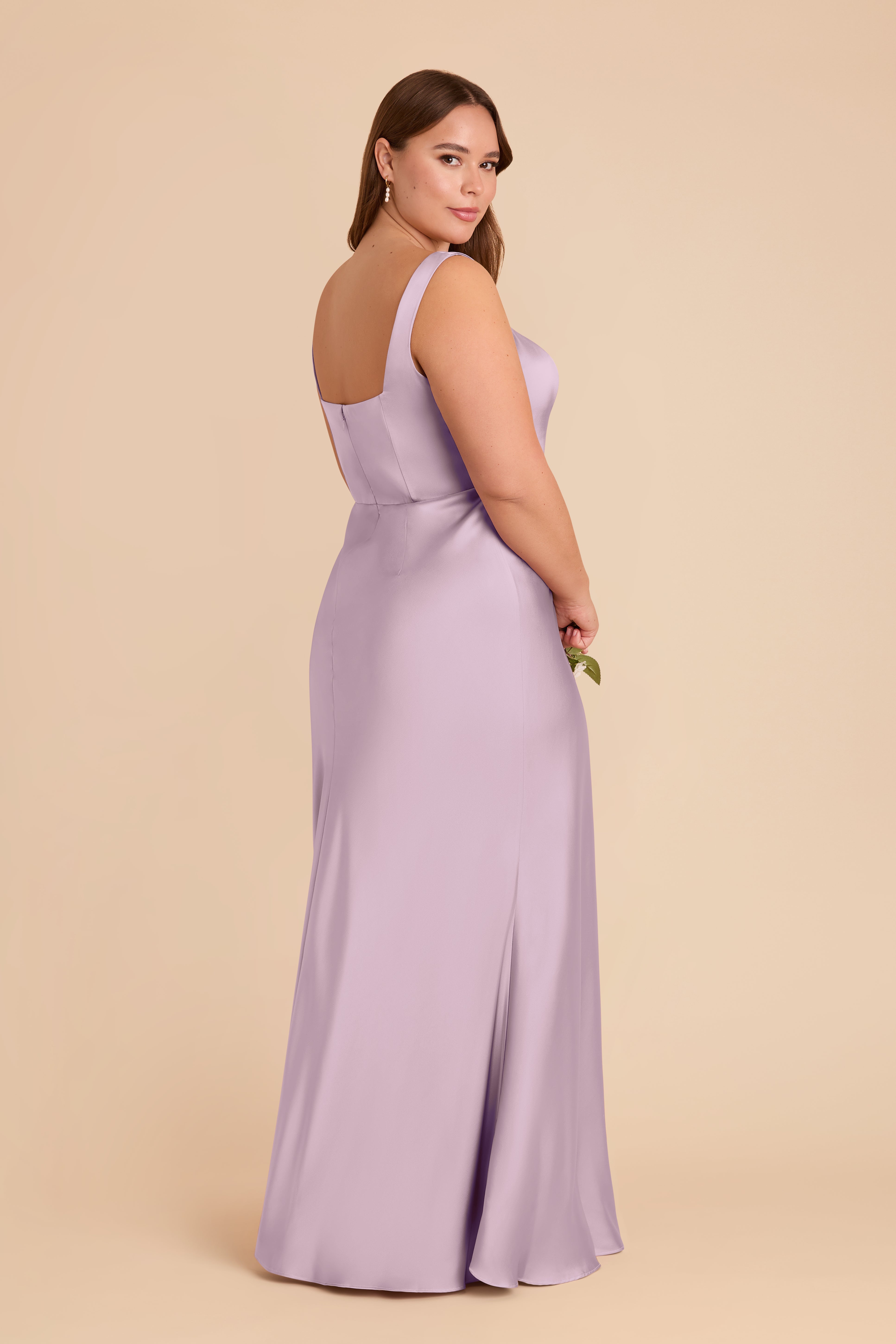 Lavender Convertible Satin Dress with Bows | Alex