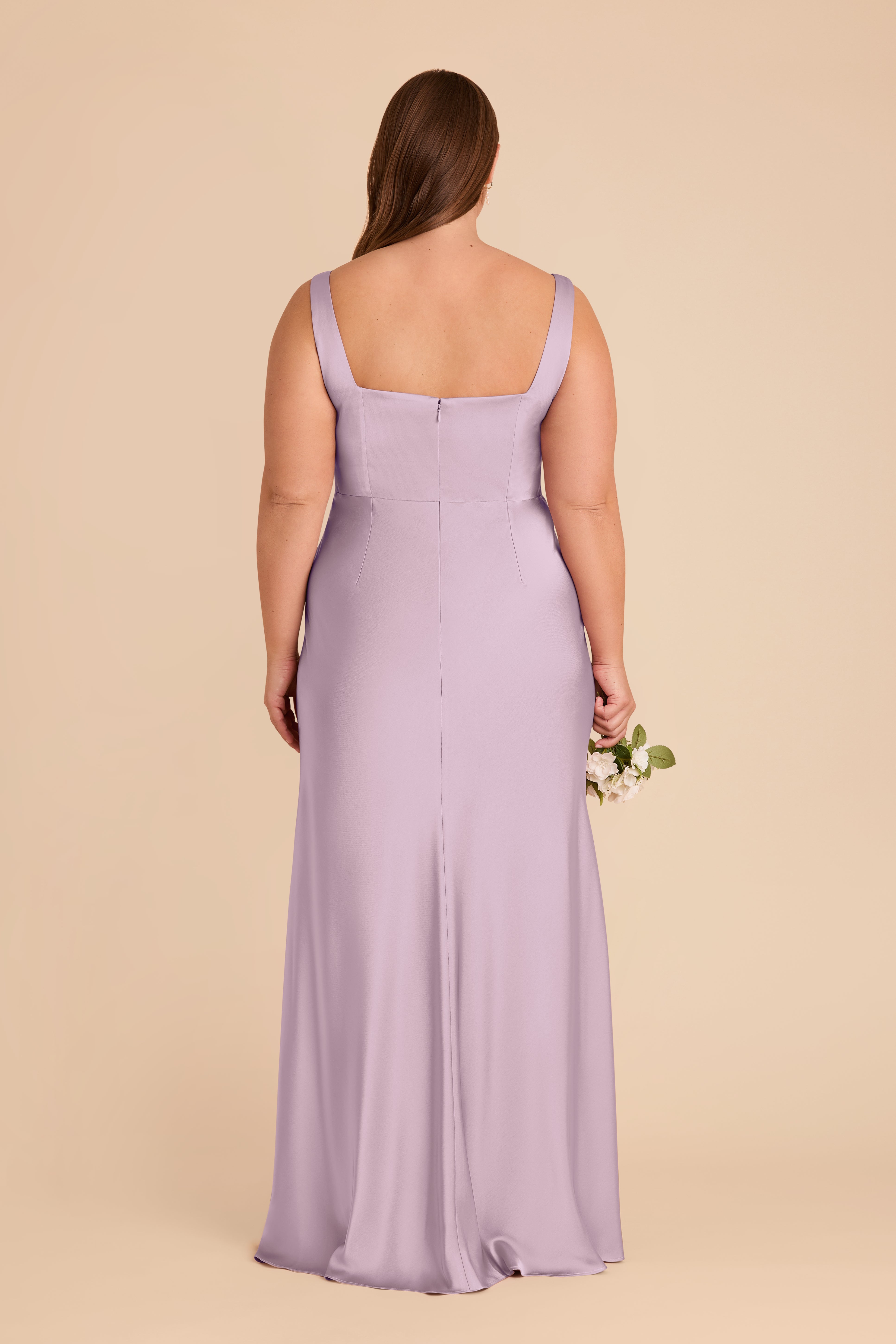 Lavender Convertible Satin Dress with Bows | Alex