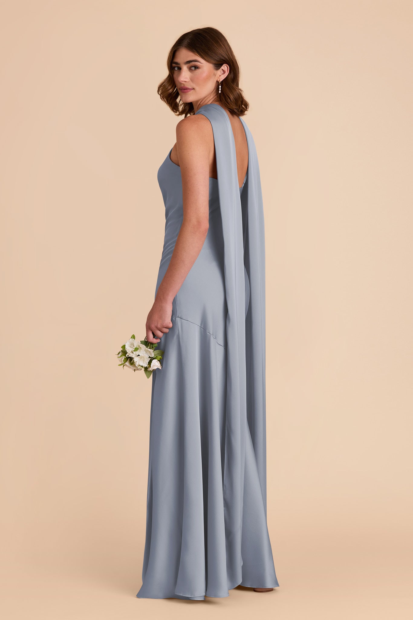 Matte Satin Halter Neck Gown with Train | Eileen Dress