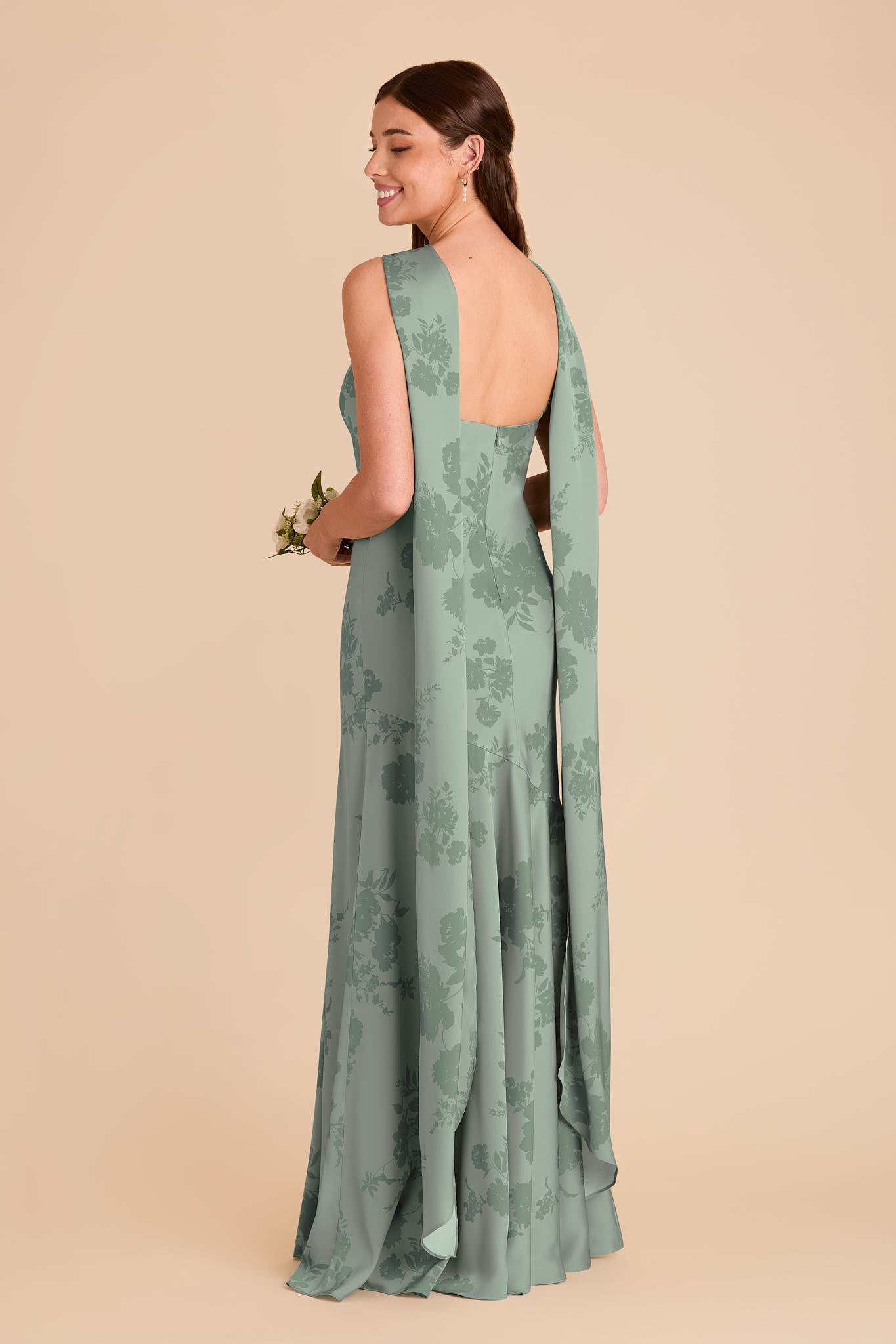 Satin Halter Neck Gown with Train | Eileen Sage Blooms