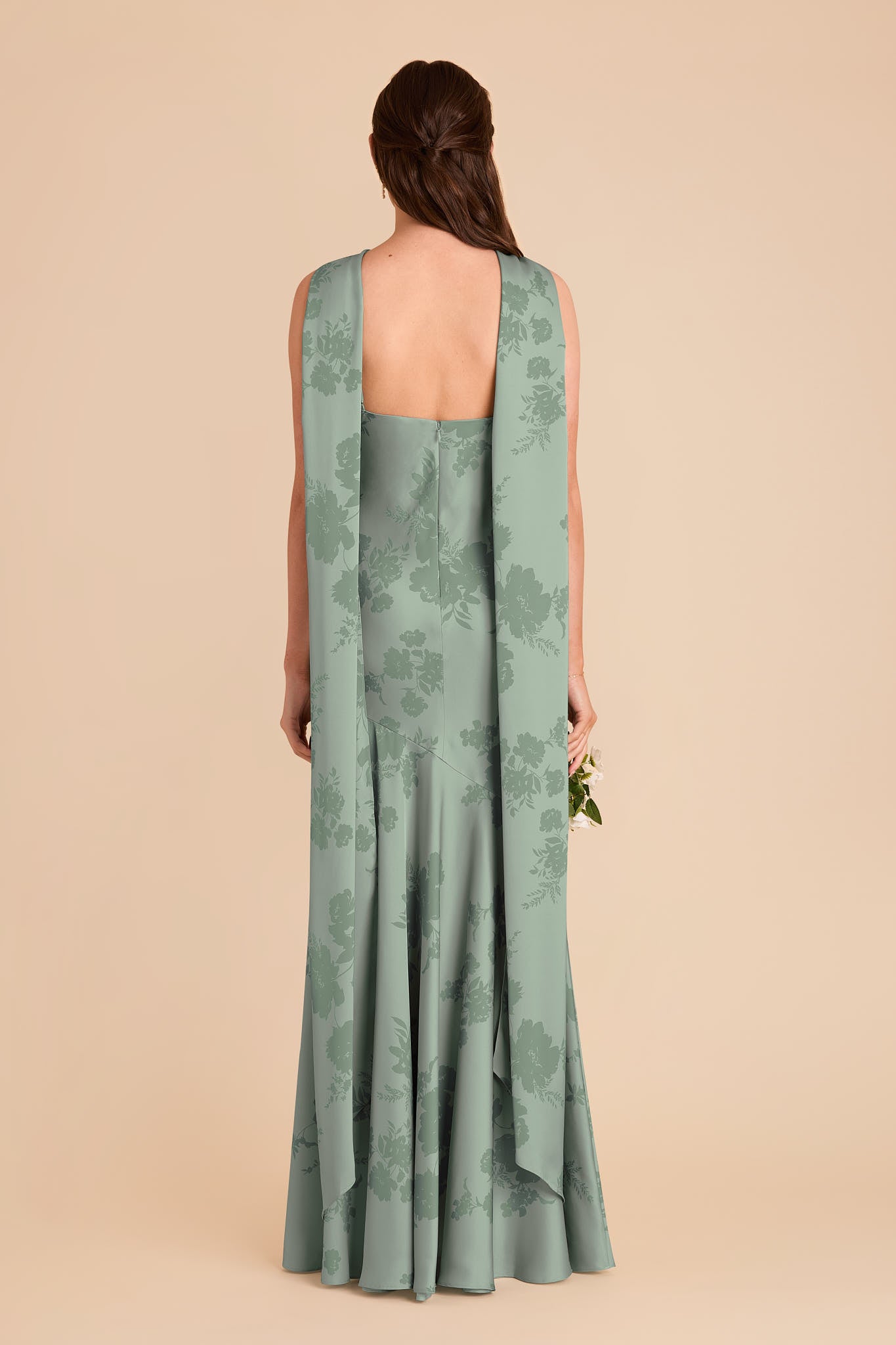 Satin Halter Neck Gown with Train | Eileen Sage Blooms