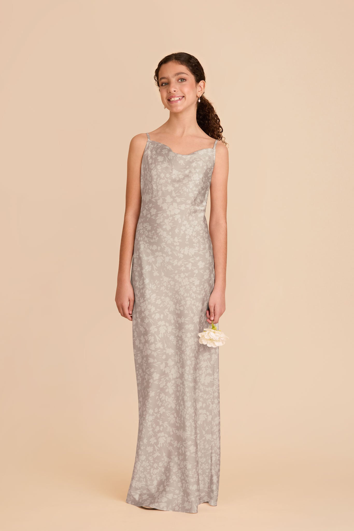 Matte Satin Bridesmaid Dress with Cowl Neckline | Elisa Junior