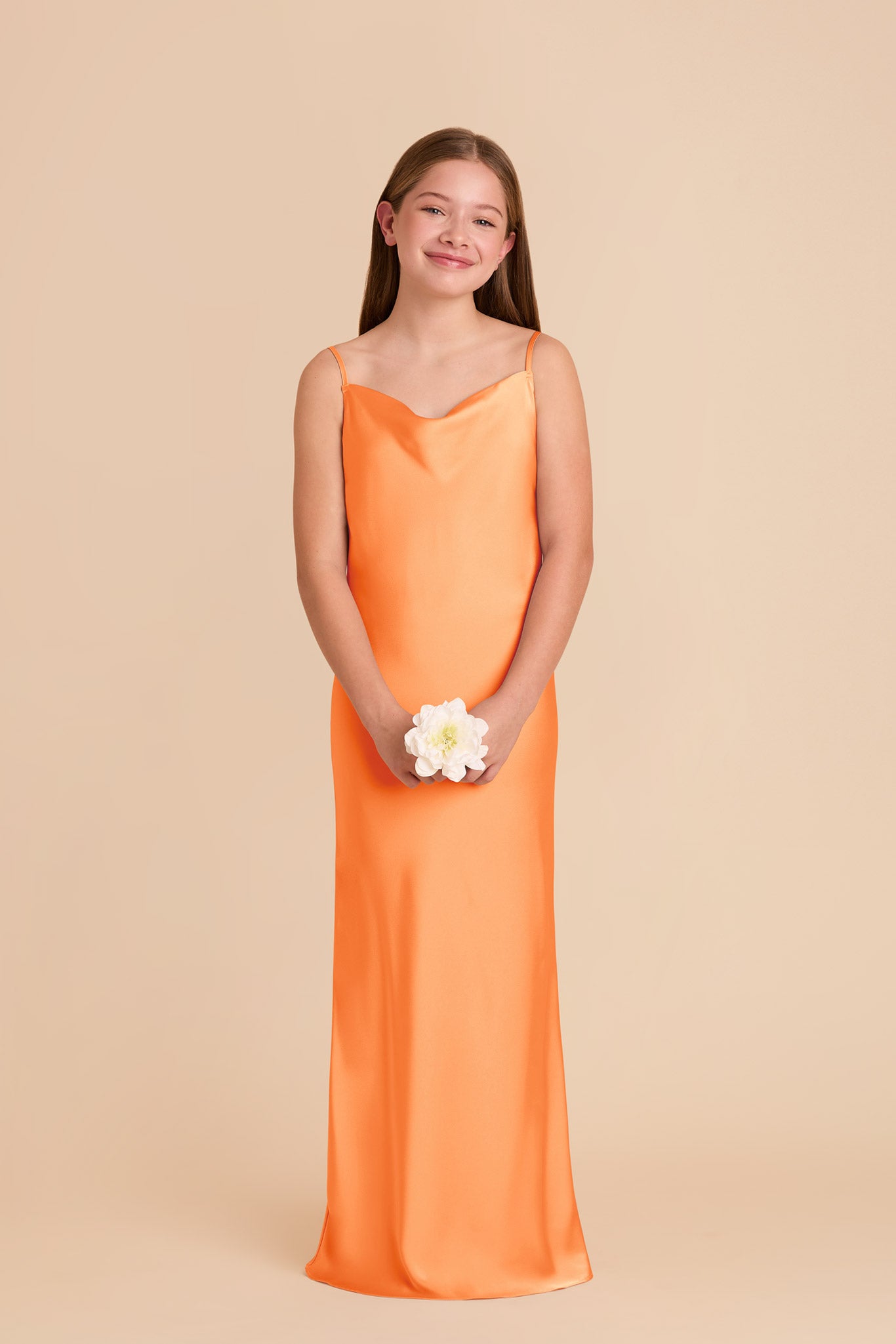 Matte Satin Cowl Neck Dress for Bridesmaids | Elisa Junior