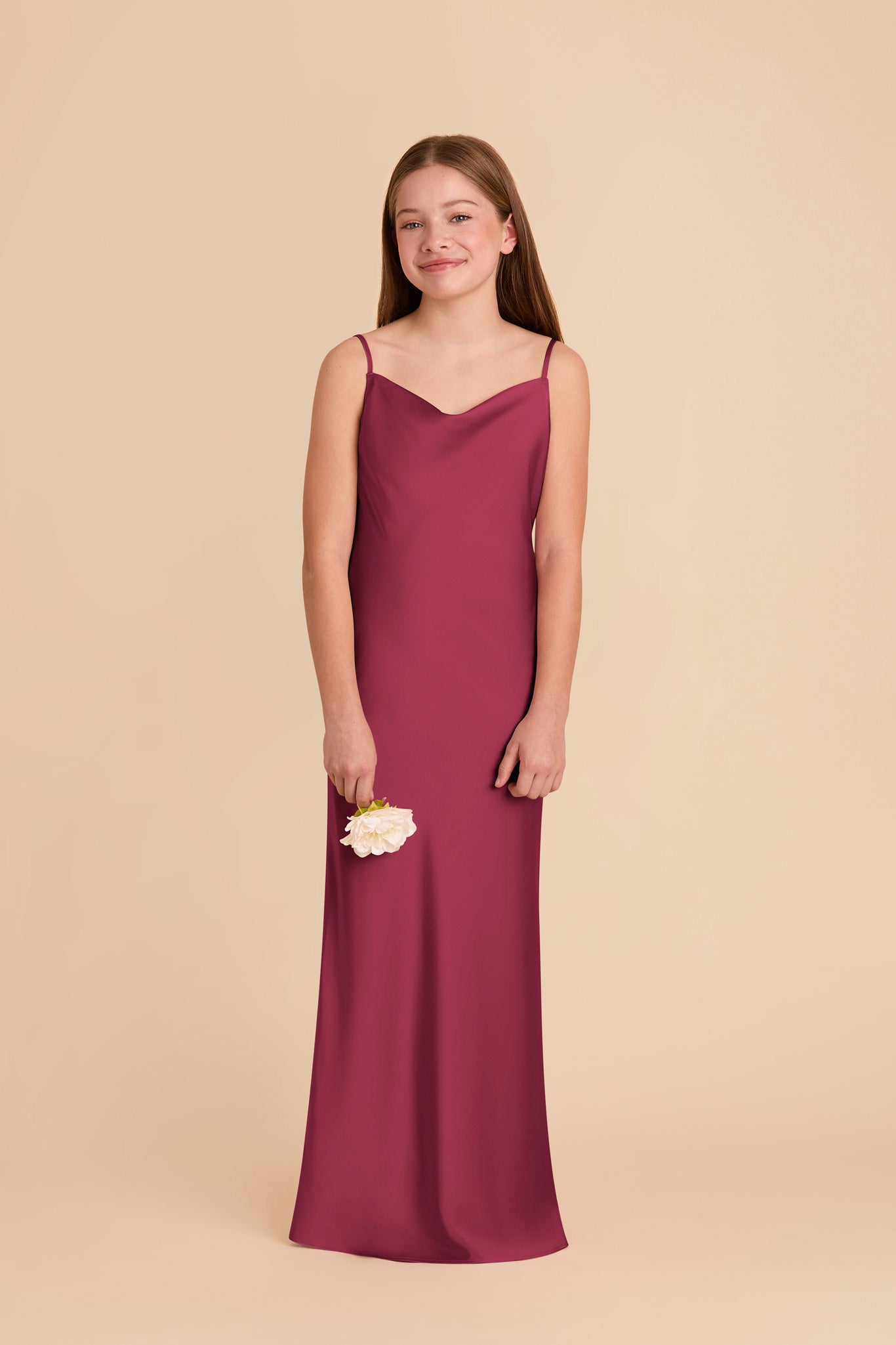 Matte Satin Slip Dress with Cowl Neckline | Elisa Junior