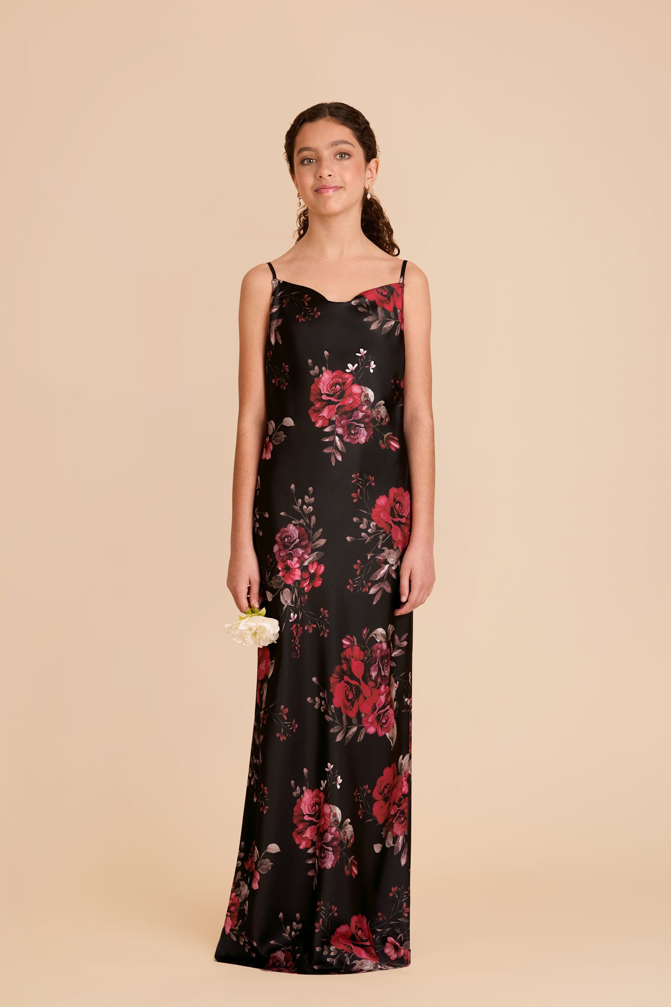 Matte Satin Slip Dress with Cowl Neck | Elisa Junior