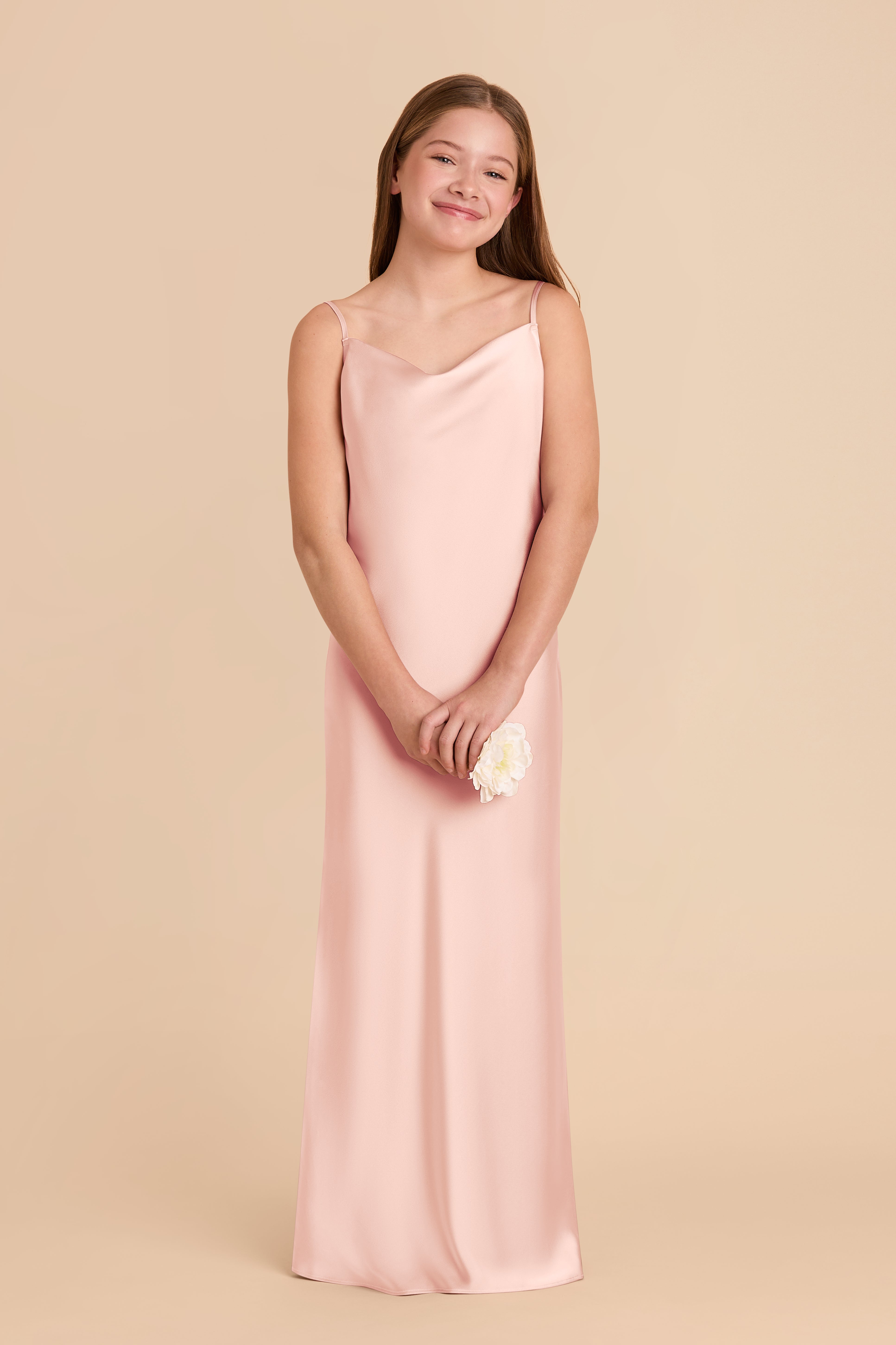Matte Satin Slip Dress with Cowl Neckline | Elisa Junior