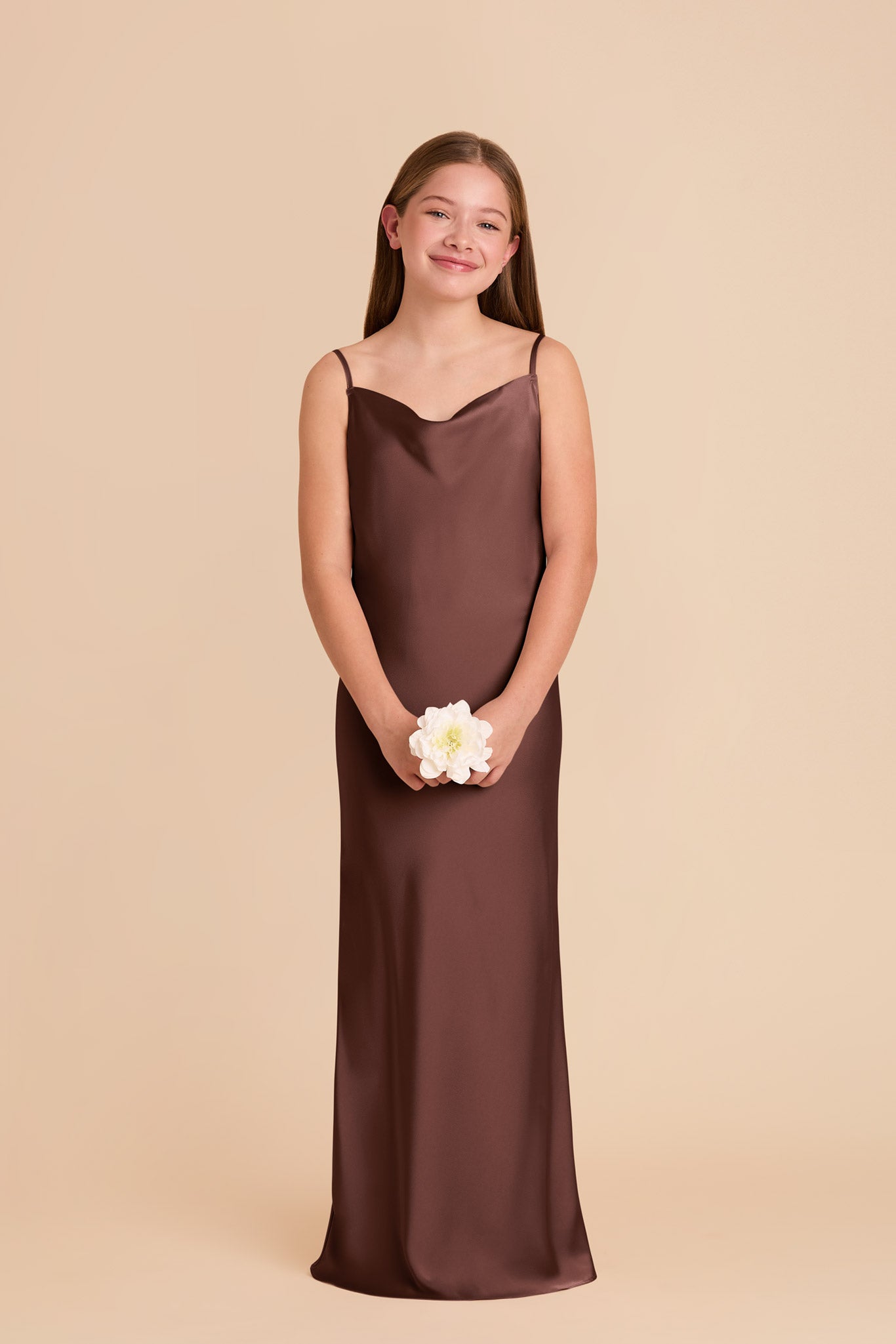 Matte Satin Slip Dress with Cowl Neckline | Elisa Junior