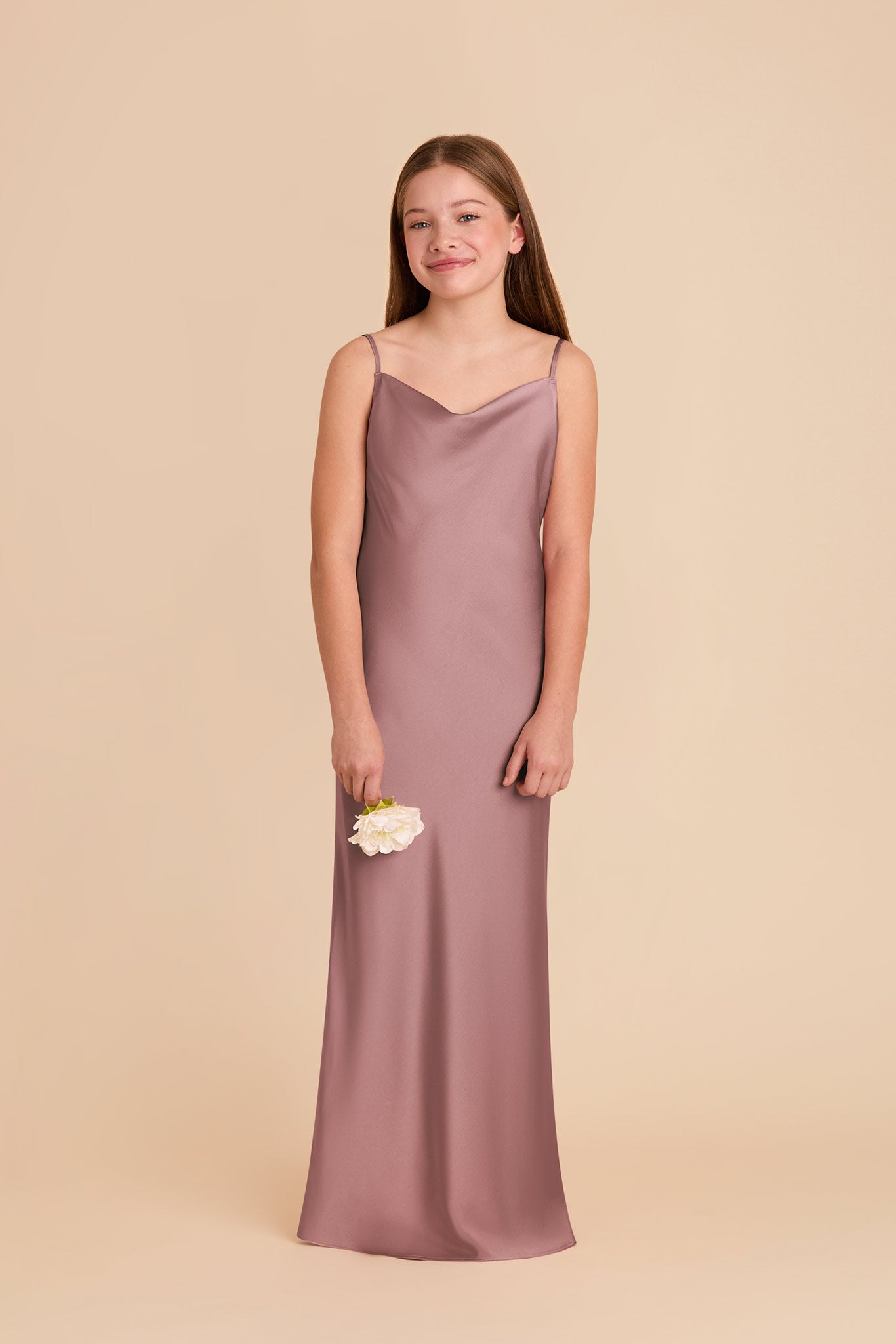 Matte Satin Cowl Neck Dress for Bridesmaids | Elisa Junior