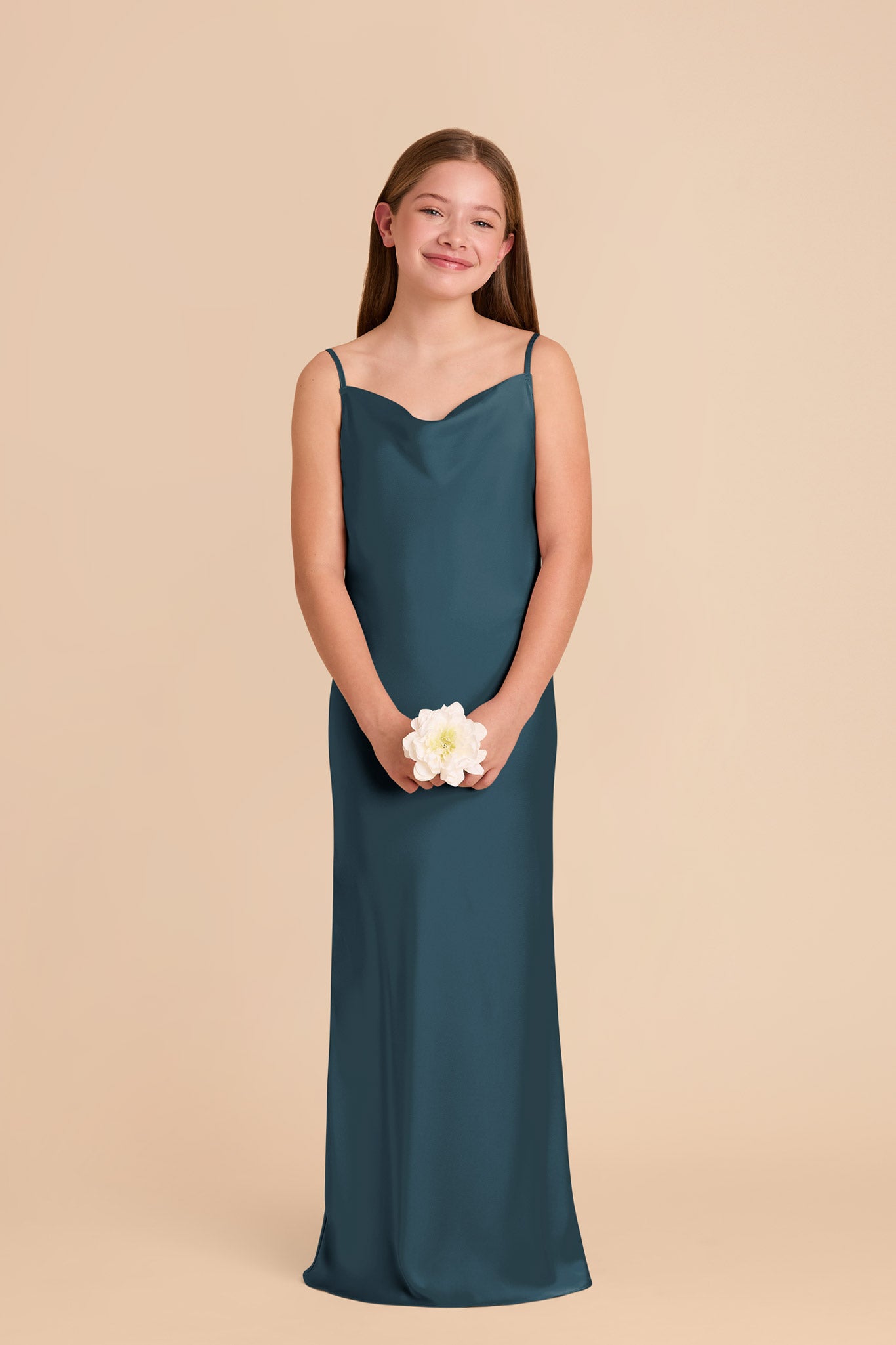 Matte Satin Slip Dress with Cowl Neckline | Elisa Junior
