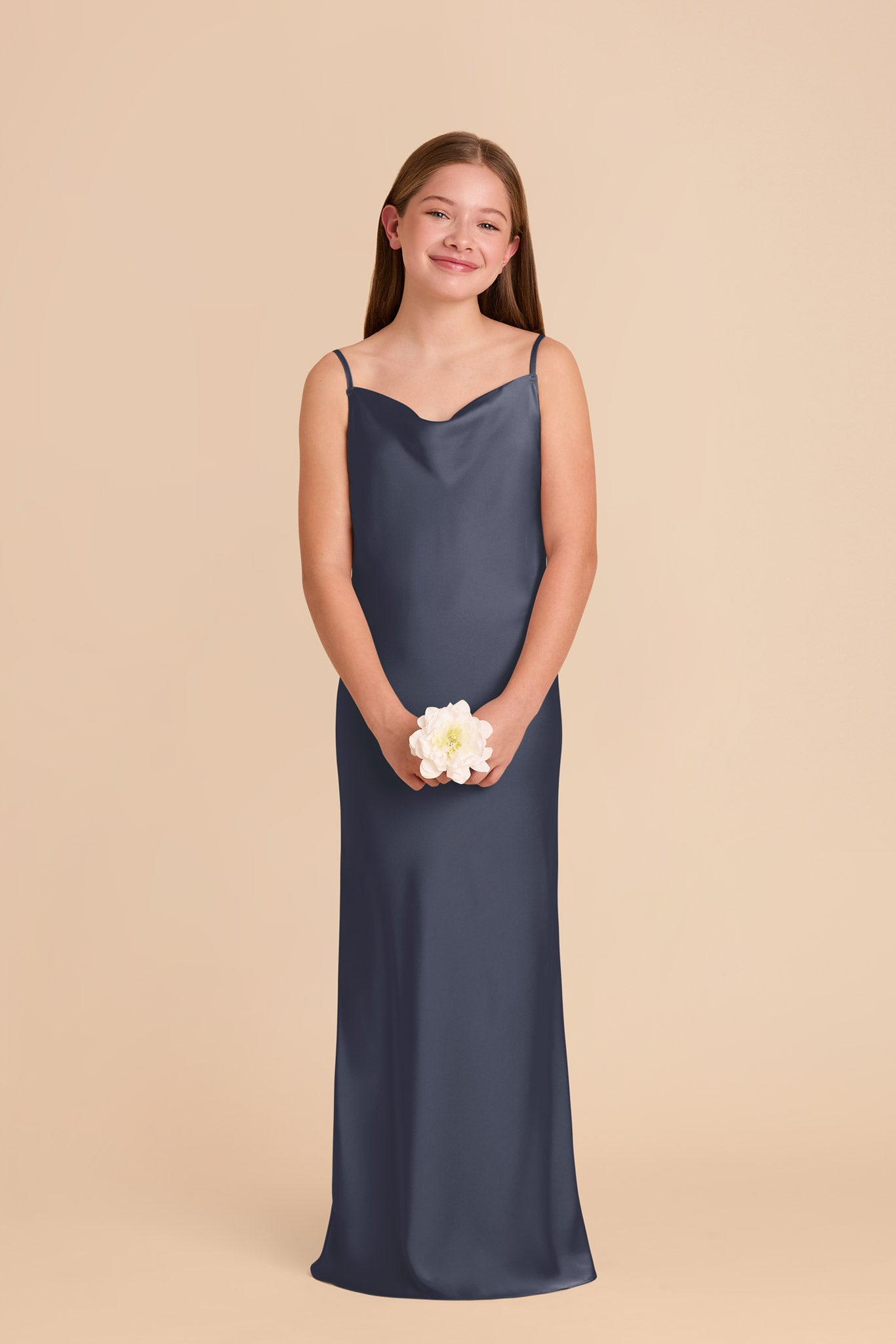 Matte Satin Cowl Neck Dress for Bridesmaids | Elisa Junior