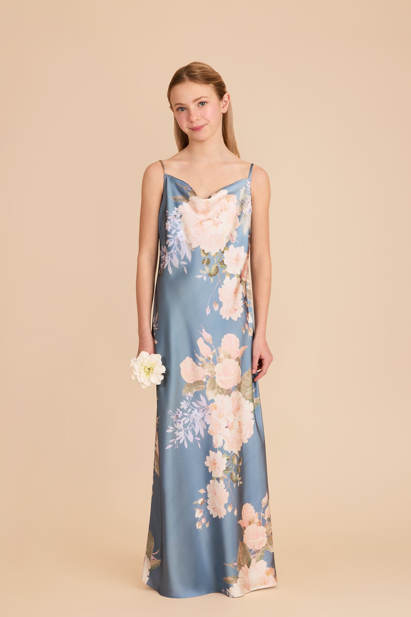 Matte Satin Cowl Neck Dress for Bridesmaids | Elisa Junior