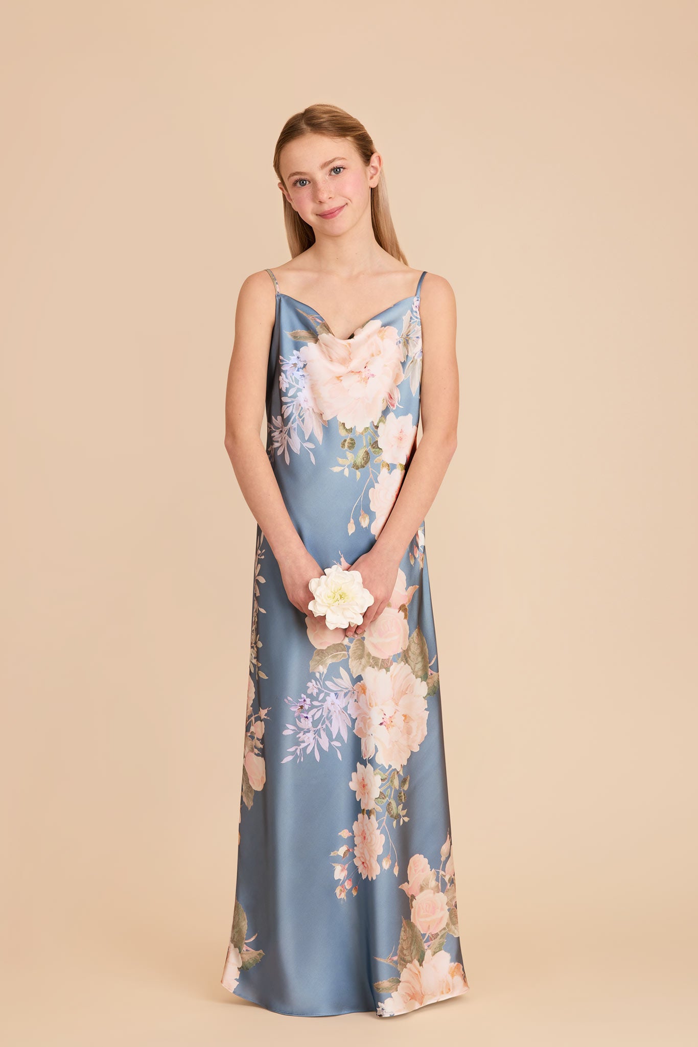 Matte Satin Cowl Neck Dress for Bridesmaids | Elisa Junior