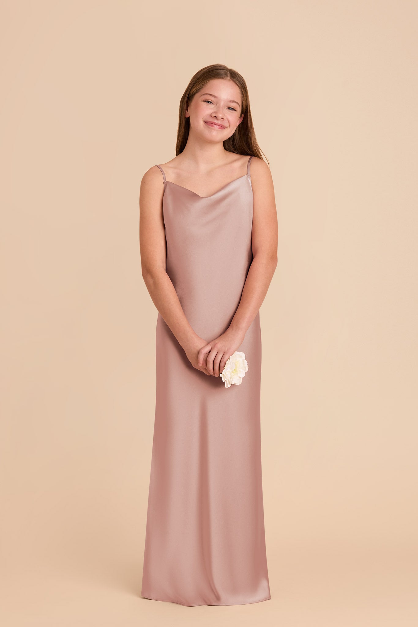 Matte Satin Slip Dress with Cowl Neck | Elisa Junior