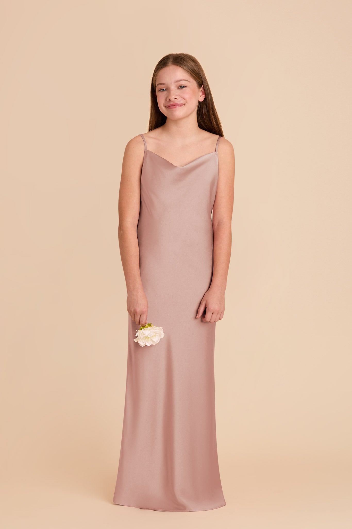 Matte Satin Slip Dress with Cowl Neck | Elisa Junior