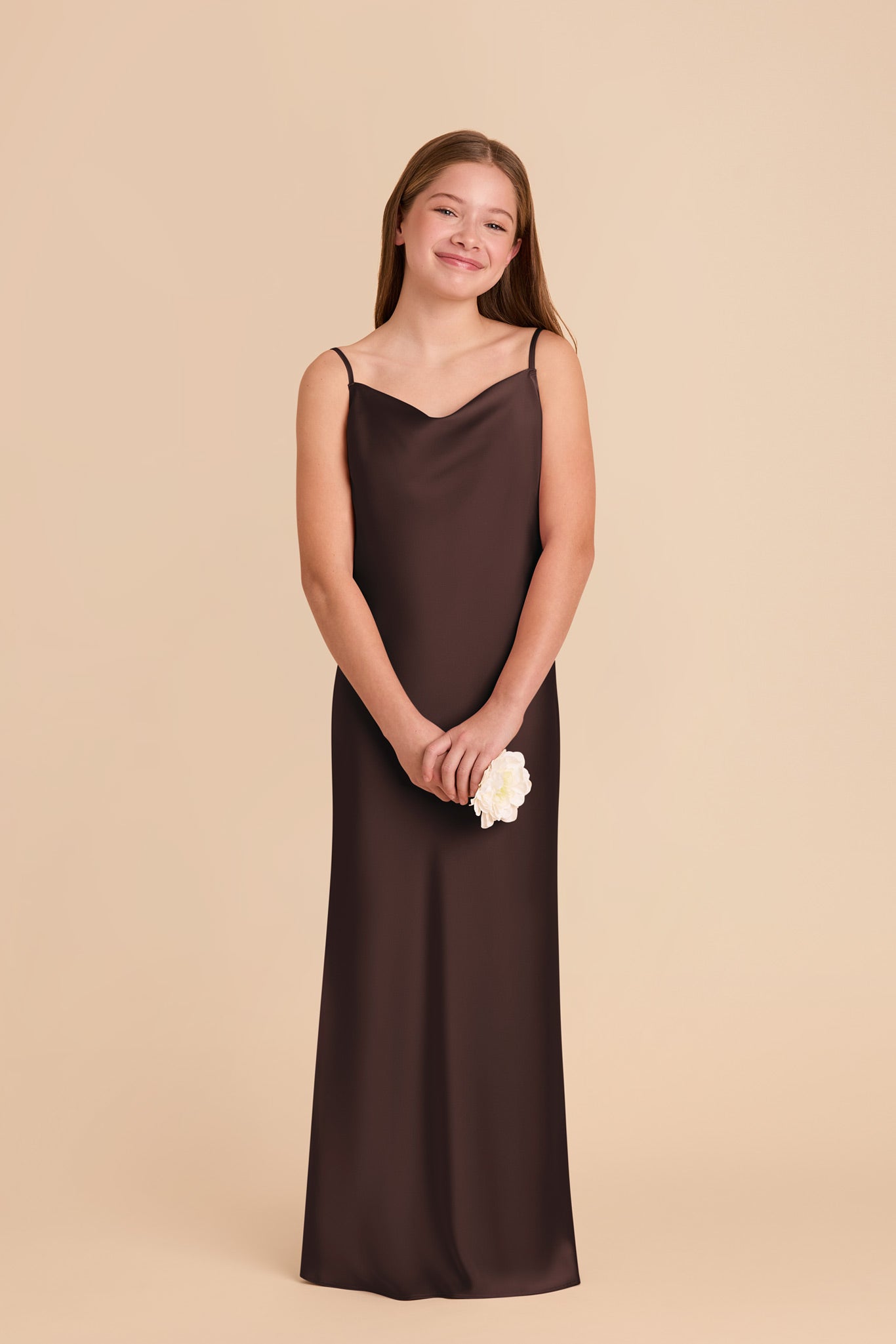Matte Satin Slip Dress with Cowl Neckline | Elisa Junior