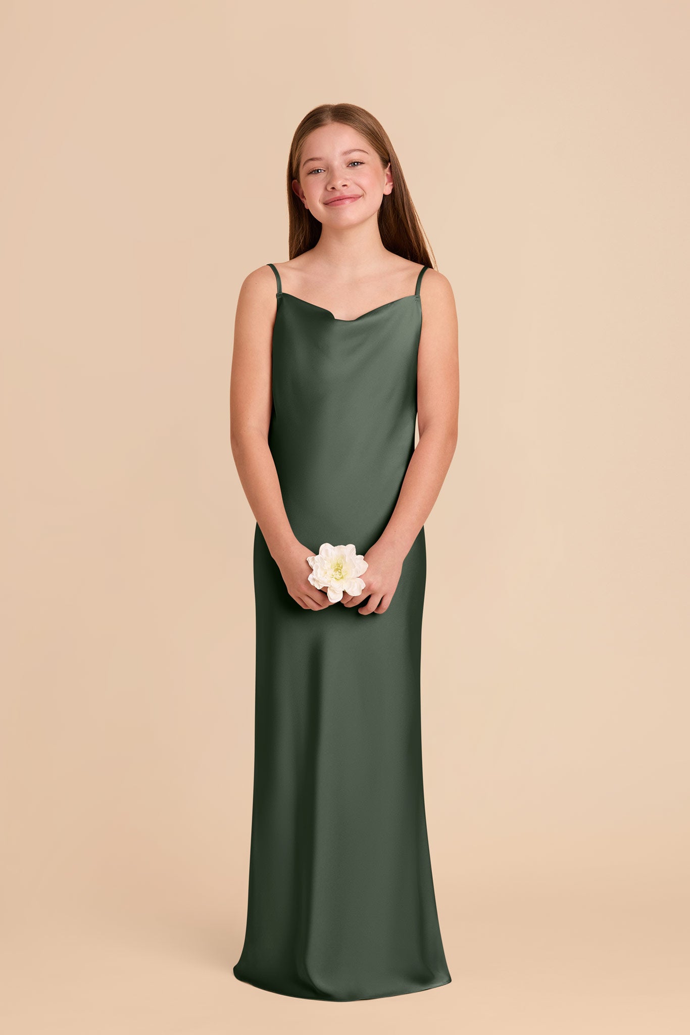 Matte Satin Slip Dress with Cowl Neckline | Elisa Junior