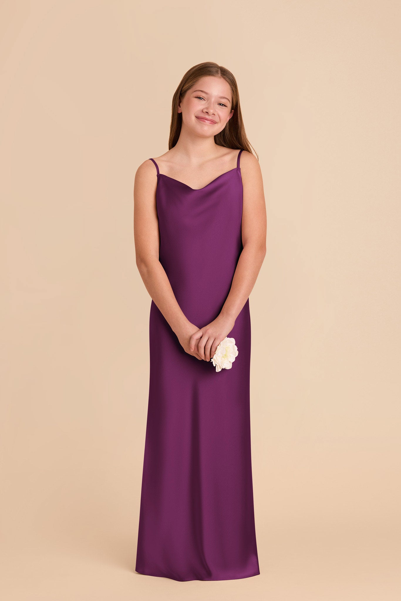 Matte Satin Slip Dress with Cowl Neckline | Elisa Junior