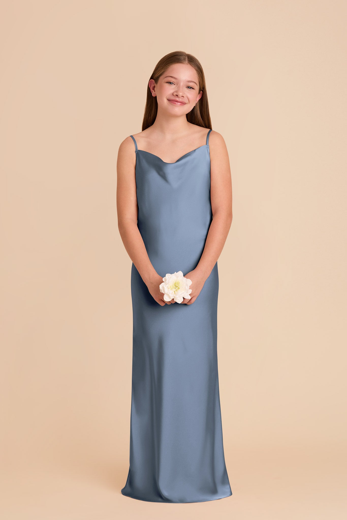 Matte Satin Slip Dress with Cowl Neckline | Elisa Junior