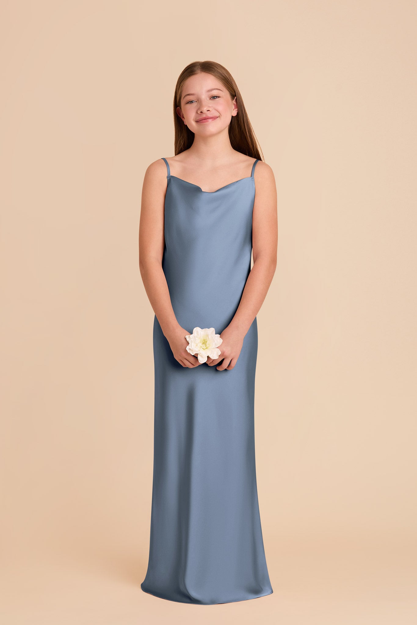 Matte Satin Slip Dress with Cowl Neckline | Elisa Junior