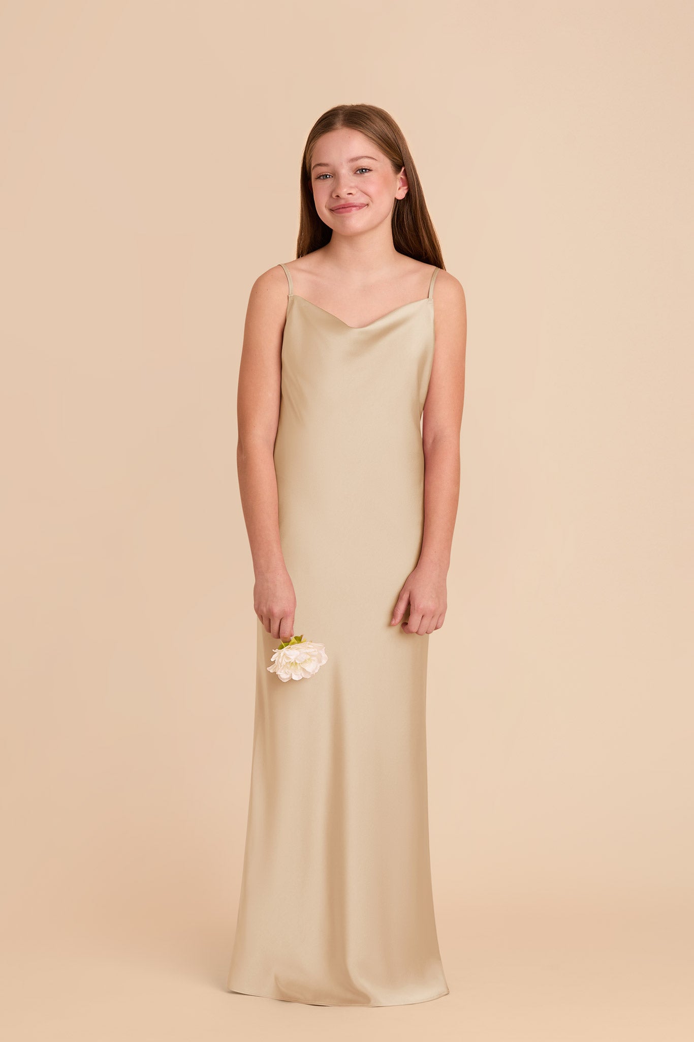 Matte Satin Slip Dress with Cowl Neckline | Elisa Junior