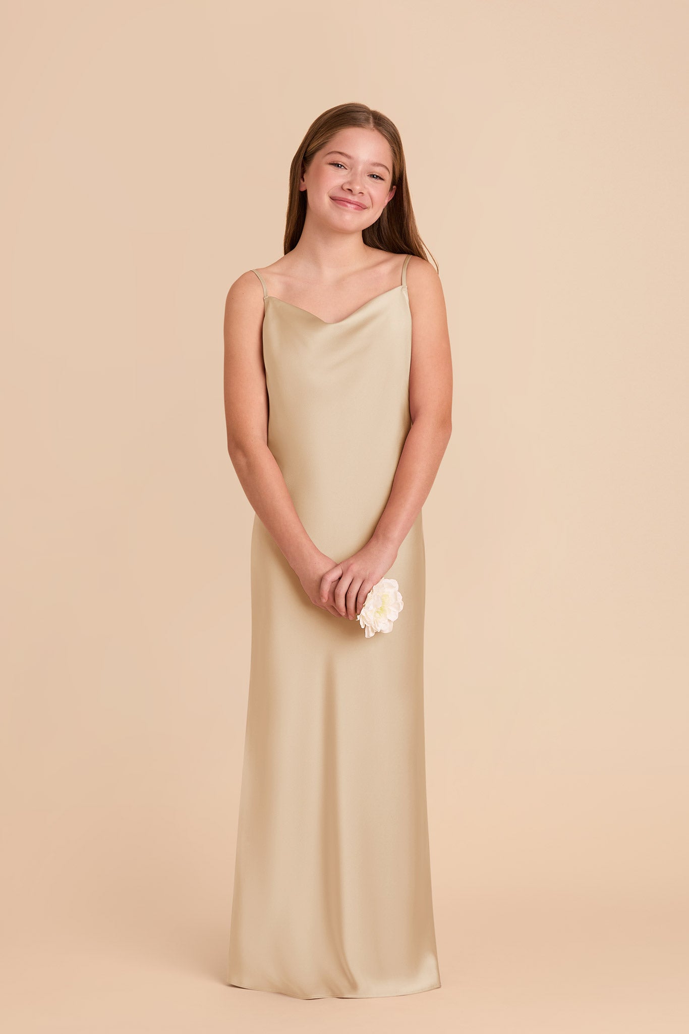 Matte Satin Slip Dress with Cowl Neckline | Elisa Junior