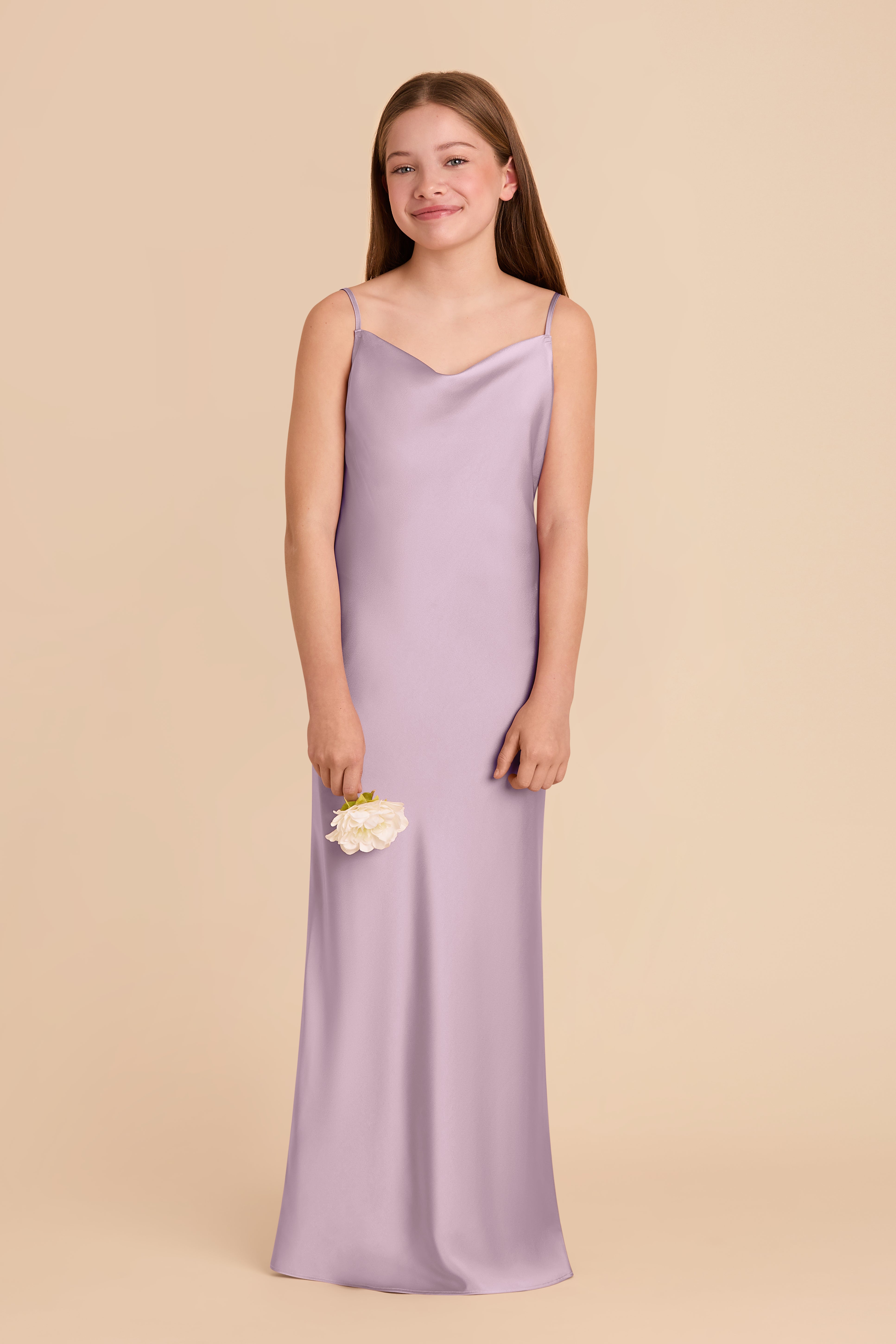 Matte Satin Slip Dress with Cowl Neckline | Elisa Junior