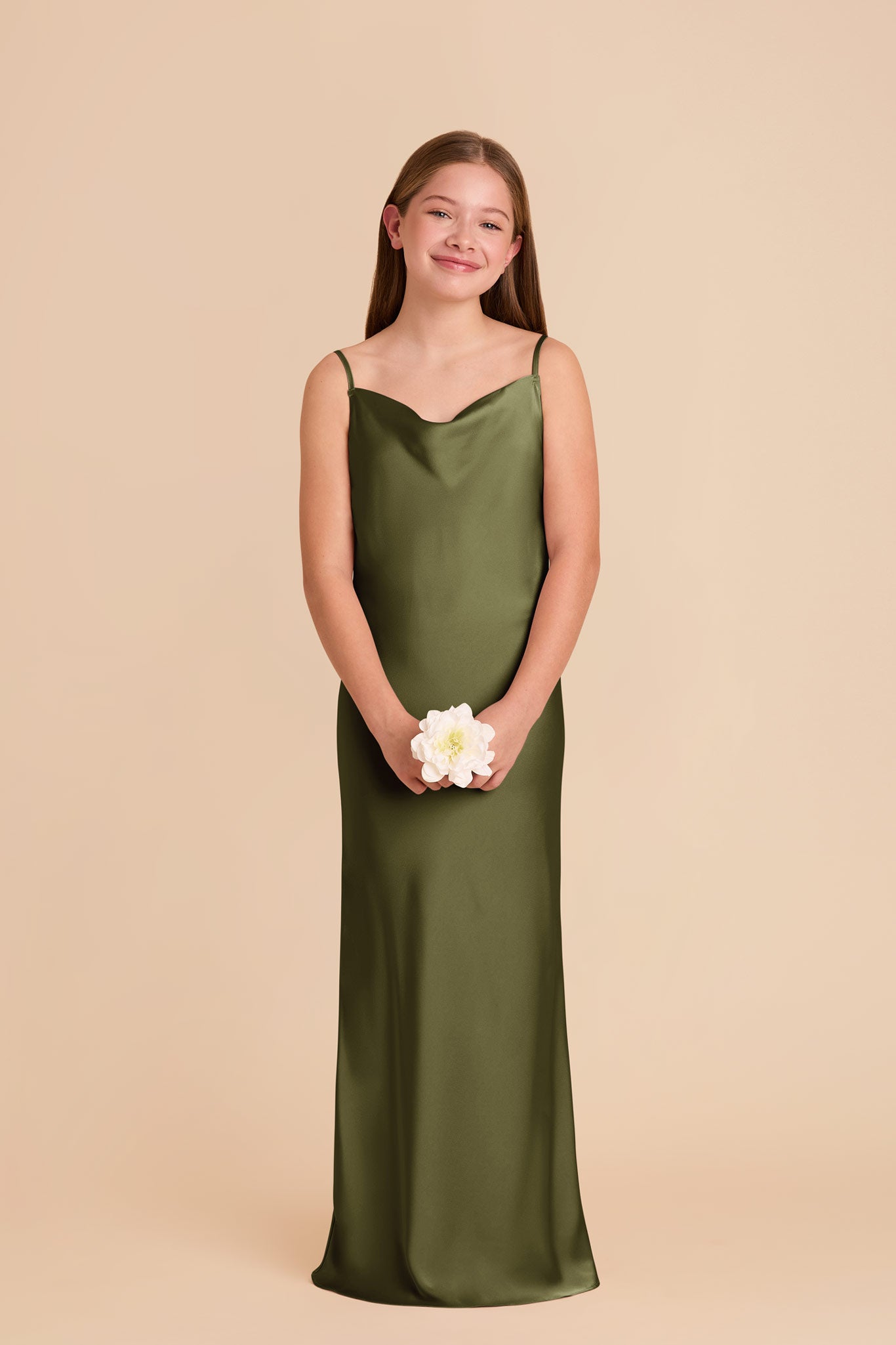 Matte Satin Slip Dress with Cowl Neckline | Elisa Junior
