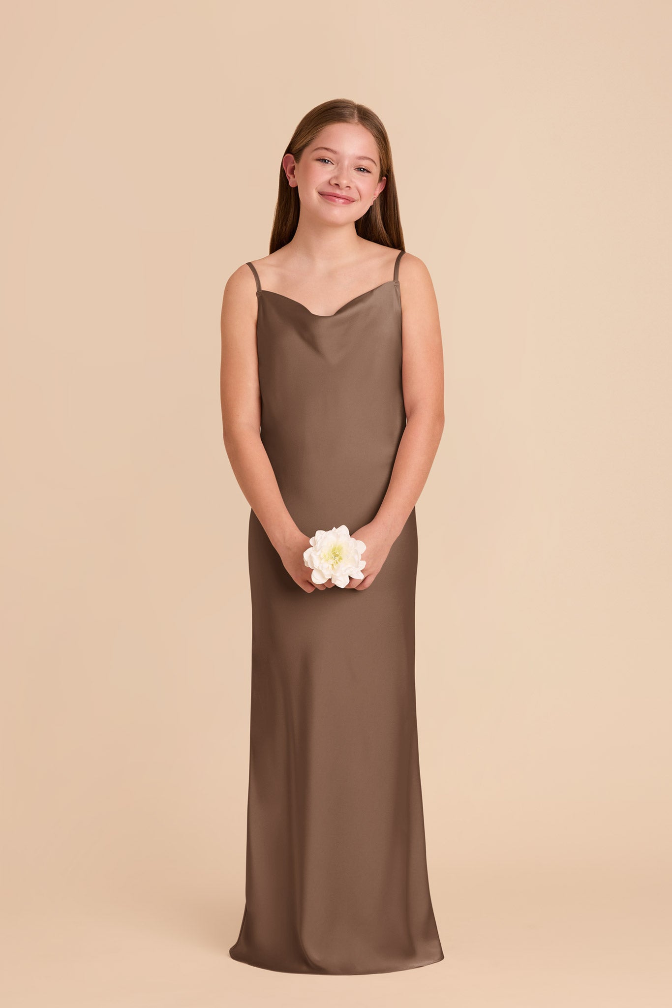 Matte Satin Slip Dress with Cowl Neckline | Elisa Junior