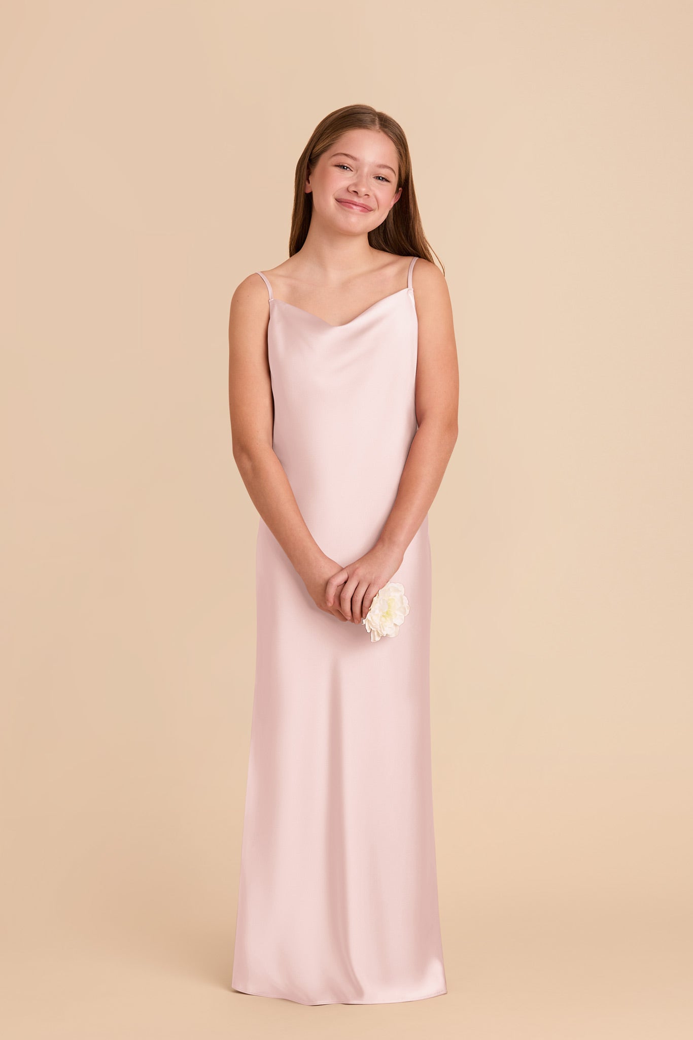 Matte Satin Slip Dress with Cowl Neckline | Elisa Junior