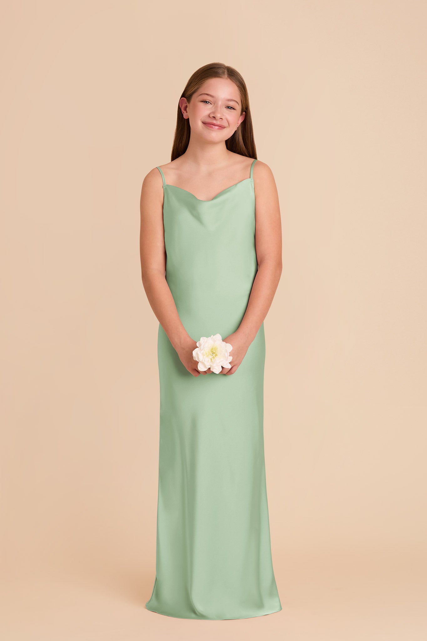 Matte Satin Cowl Neck Dress for Bridesmaids | Elisa Junior