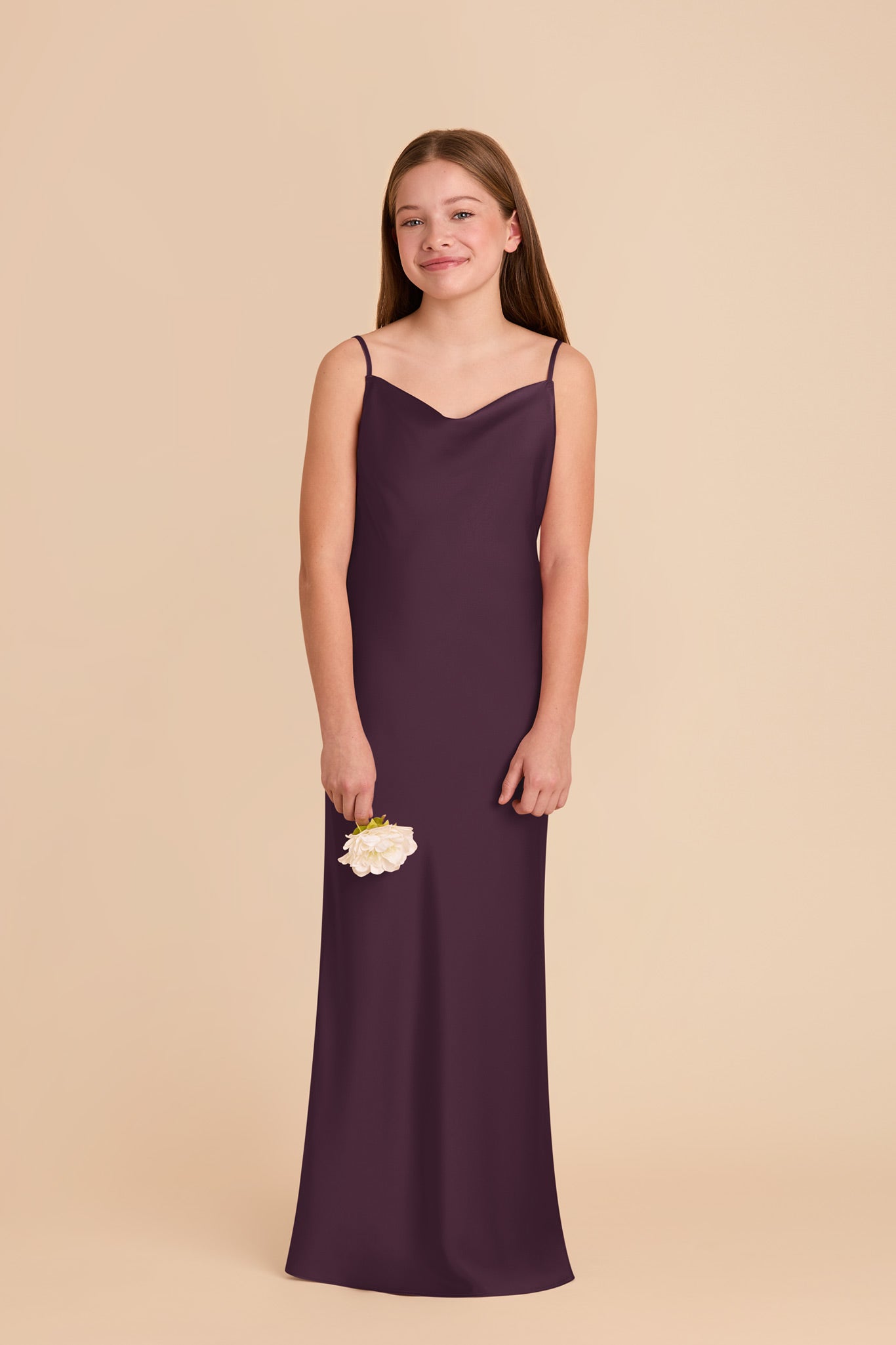 Matte Satin Slip Dress with Cowl Neckline | Elisa Junior