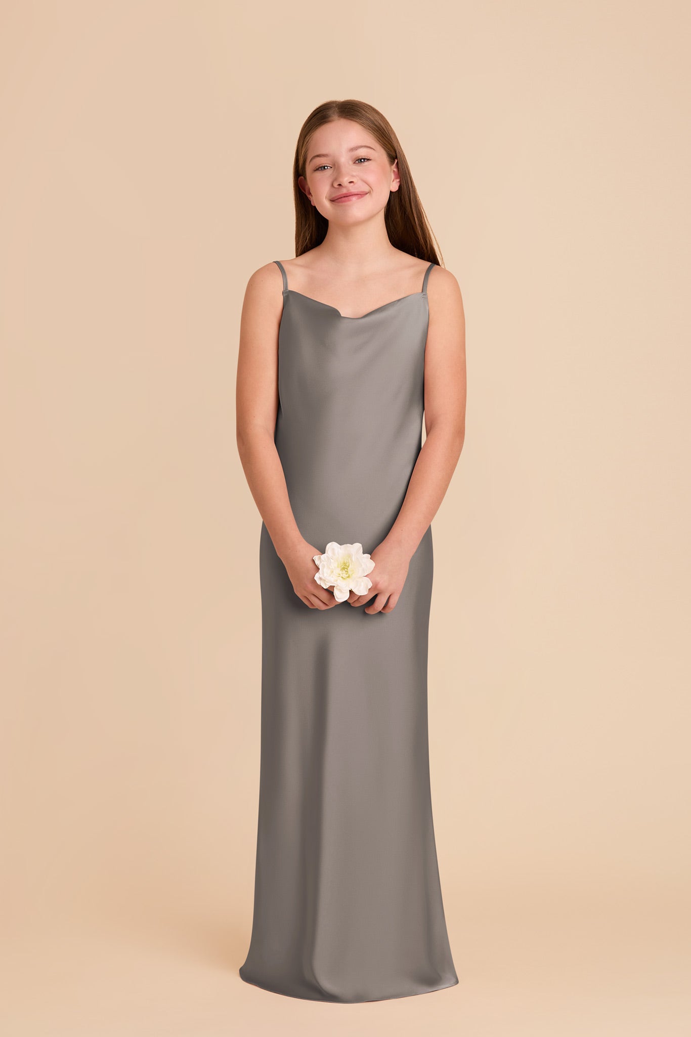 Matte Satin Slip Dress with Cowl Neckline | Elisa Junior