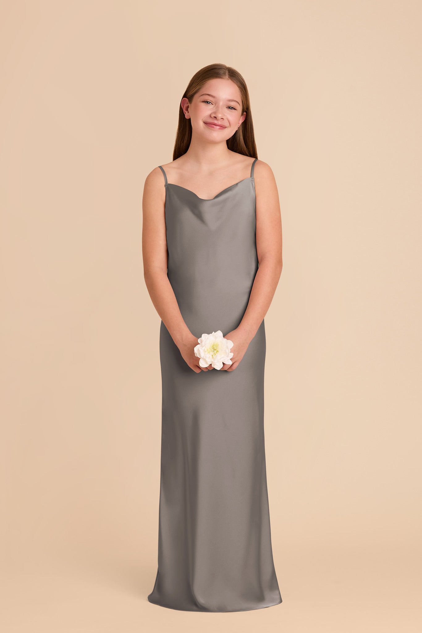 Matte Satin Slip Dress with Cowl Neckline | Elisa Junior