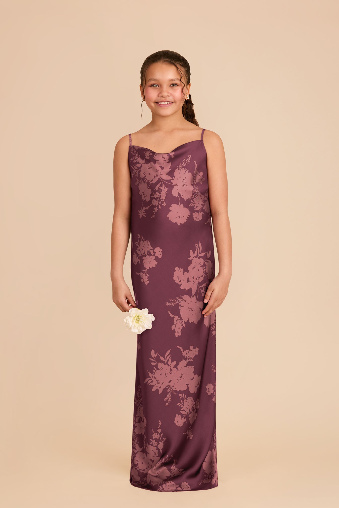 Matte Satin Slip Dress with Cowl Neckline | Elisa Junior