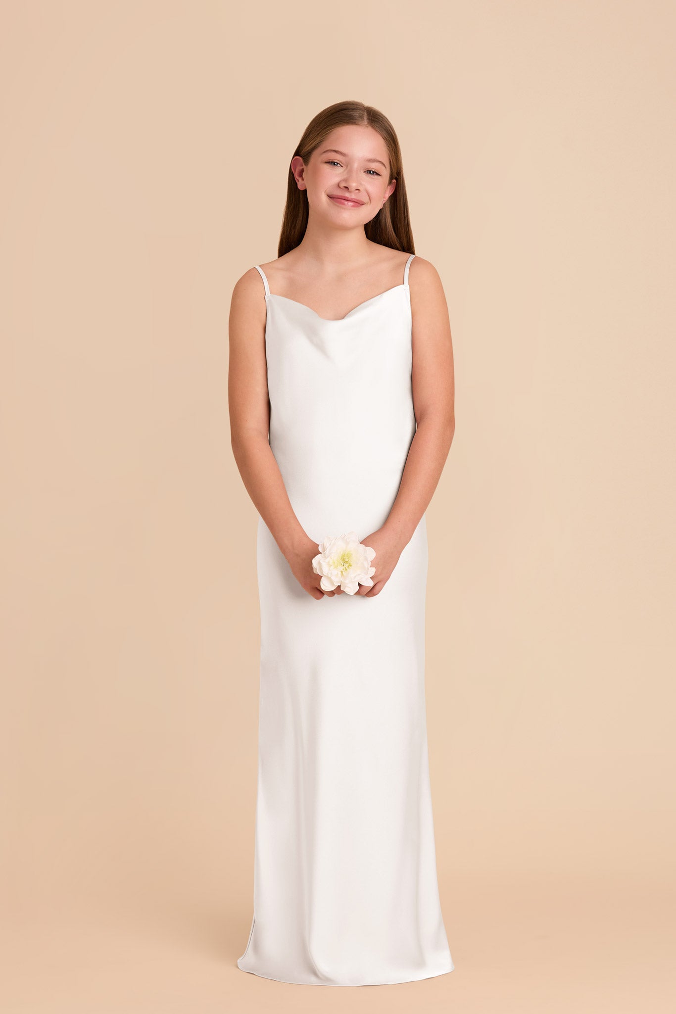 Matte Satin Slip Dress with Cowl Neckline | Elisa Junior