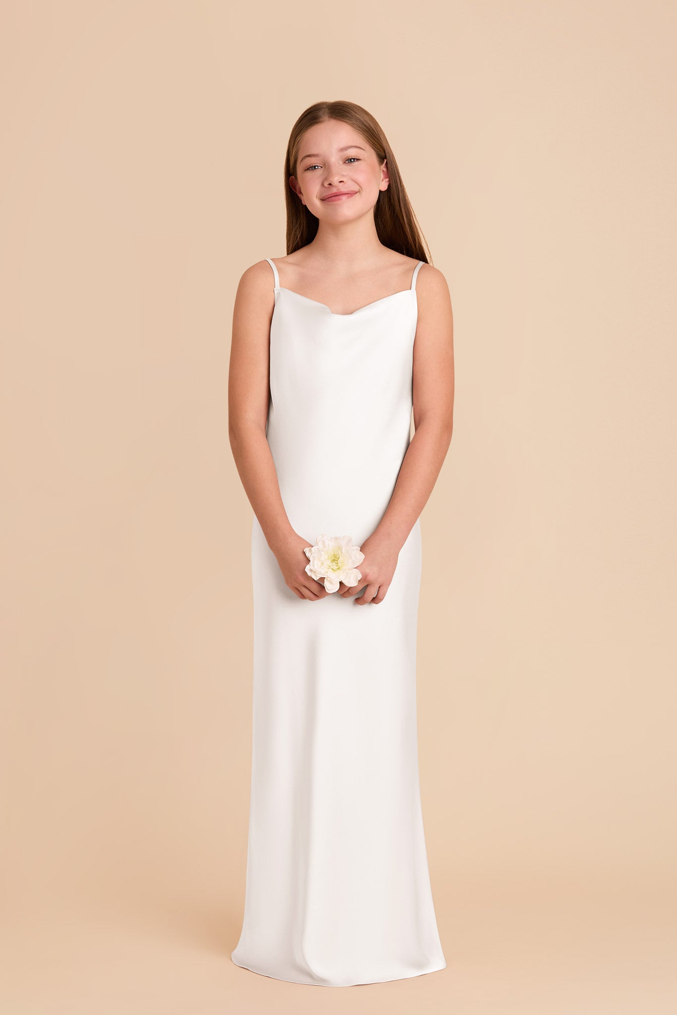 Matte Satin Slip Dress with Cowl Neckline | Elisa Junior