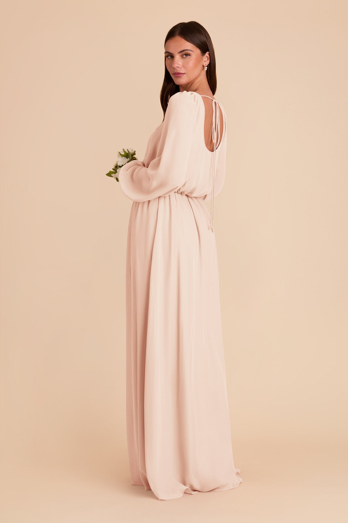 Chiffon Square Neck Dress with Bishop Sleeves | Eloise