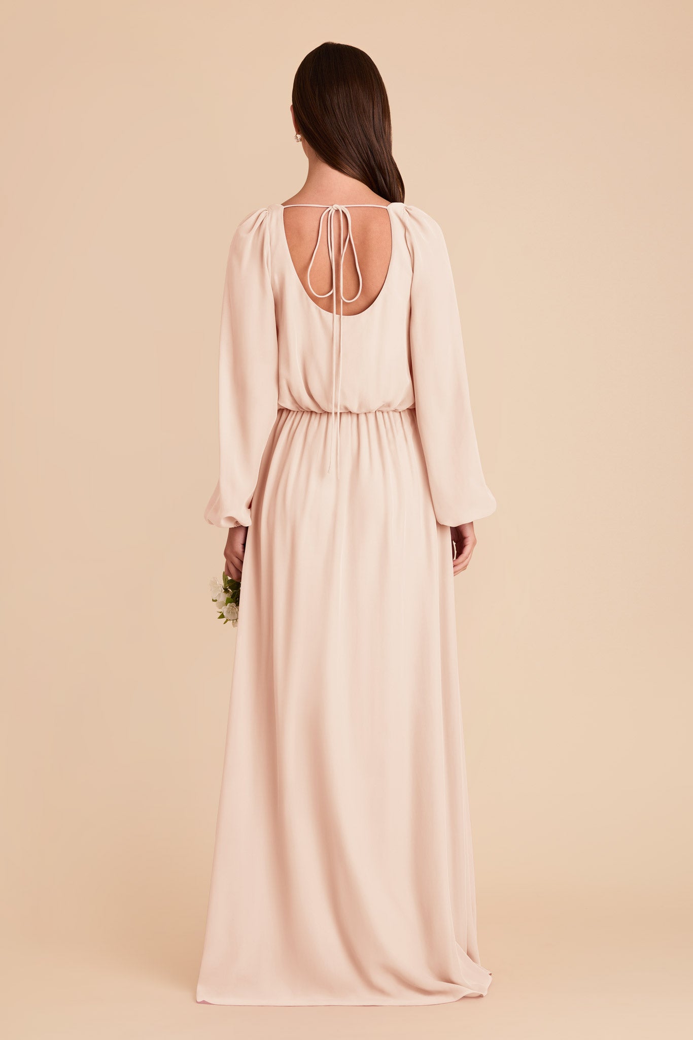 Chiffon Square Neck Dress with Bishop Sleeves | Eloise