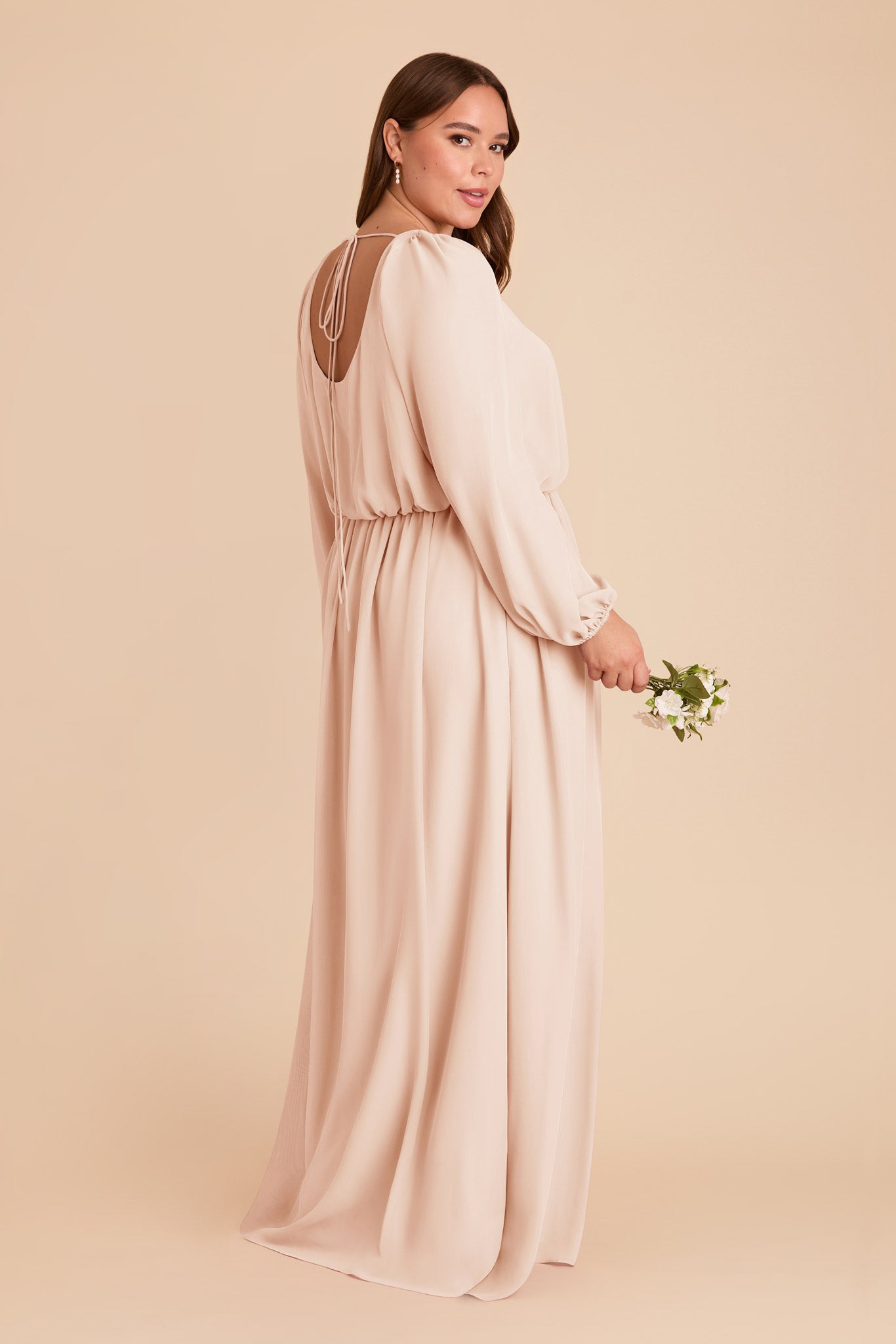 Chiffon Square Neck Dress with Bishop Sleeves | Eloise