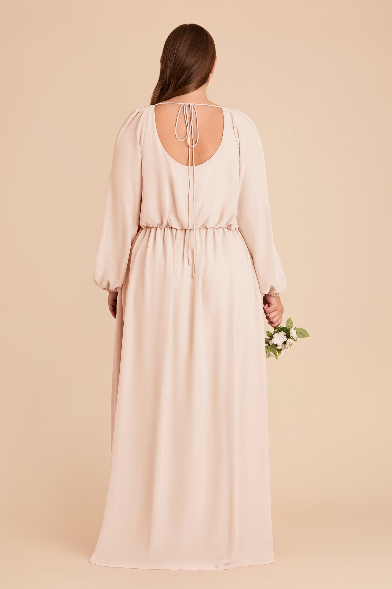 Chiffon Square Neck Dress with Bishop Sleeves | Eloise