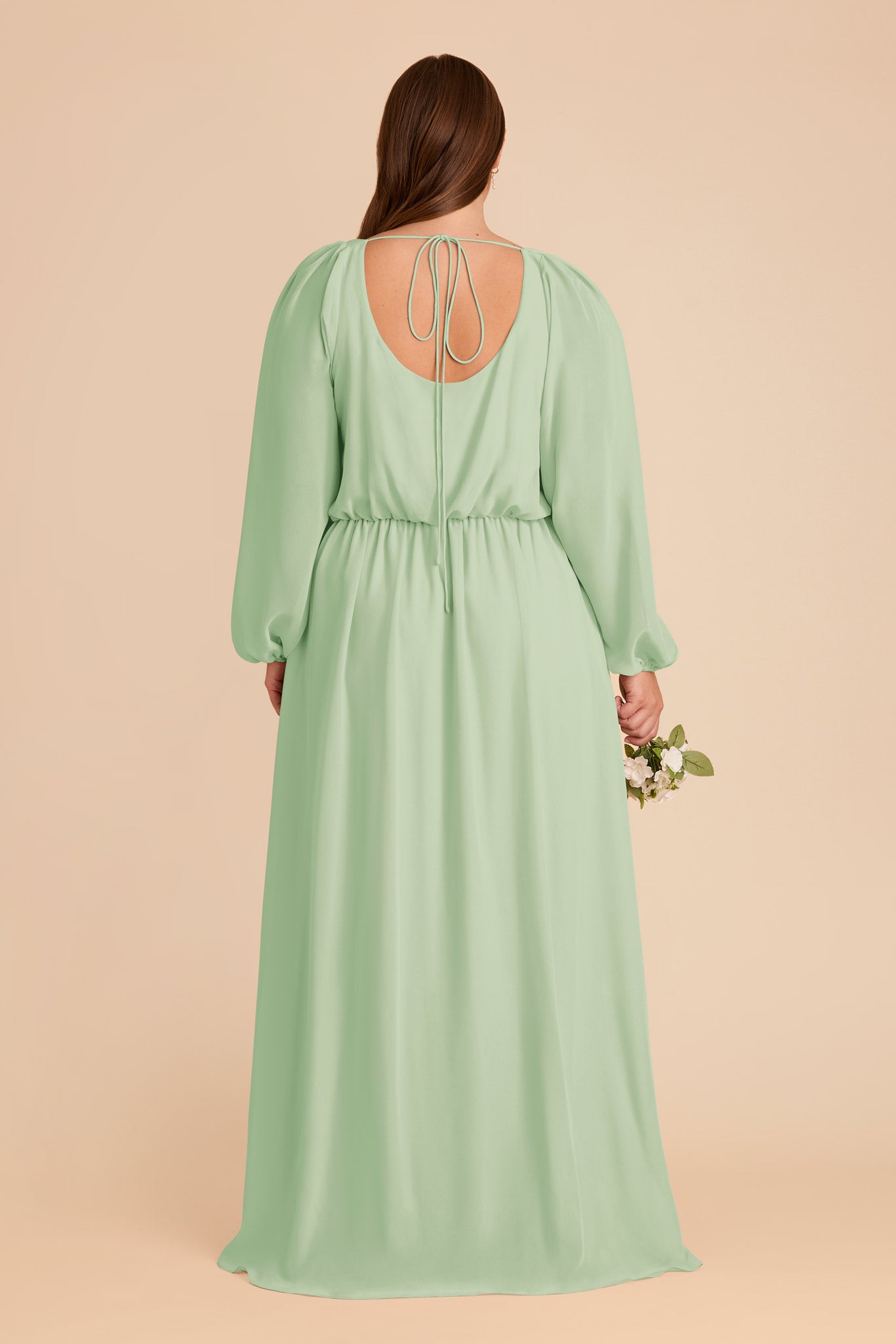 Chiffon Dress with Square Neckline & Bishop Sleeves | Eloise