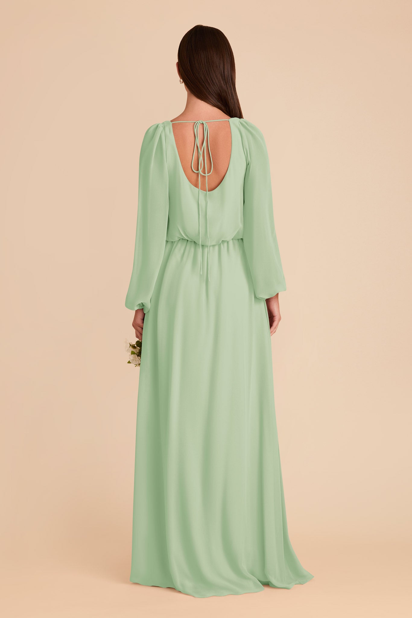 Chiffon Dress with Square Neckline & Bishop Sleeves | Eloise