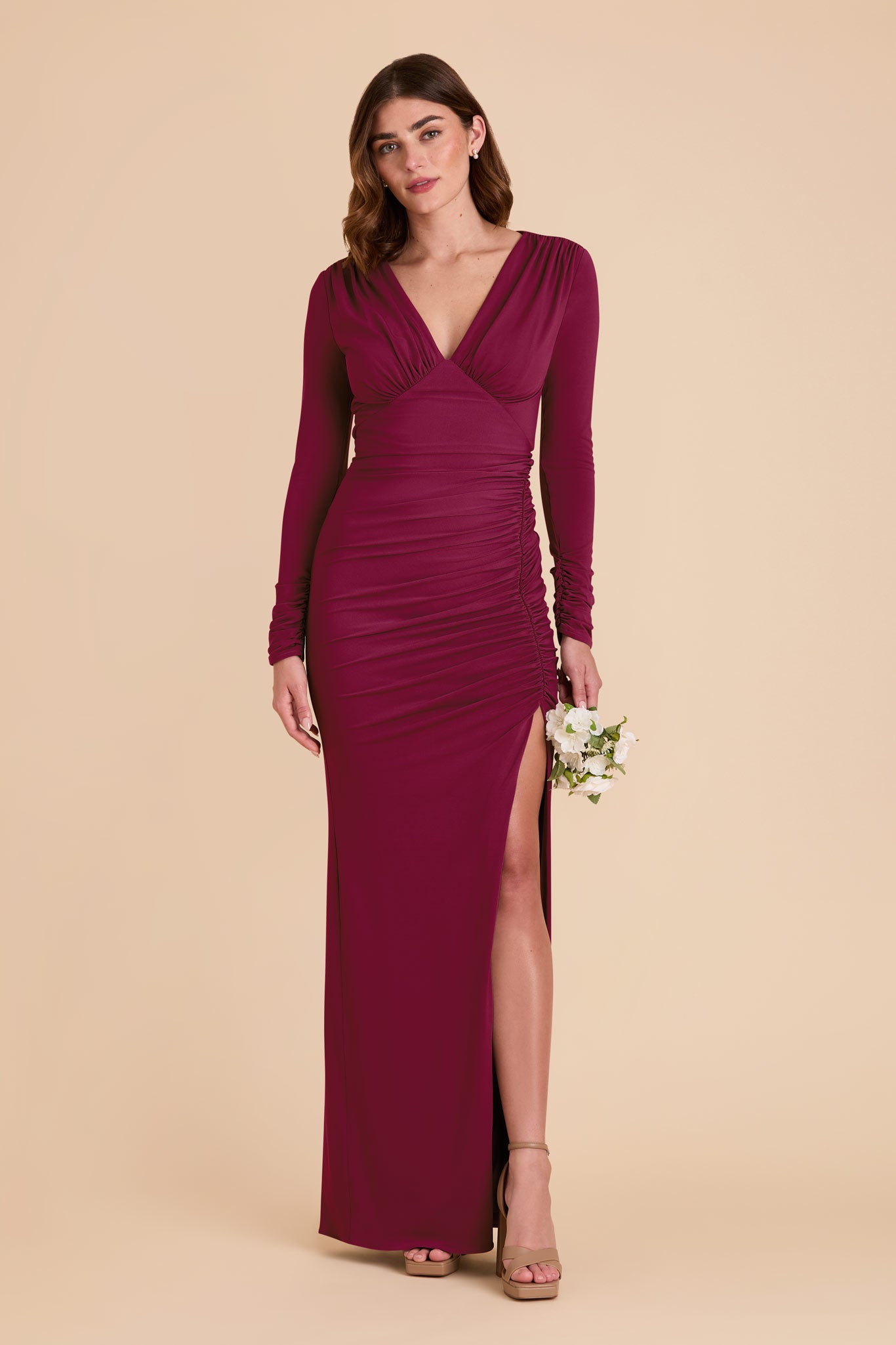 Sexy Long Sleeve Knit Dress with Plunging Neckline | Emmy Luxe