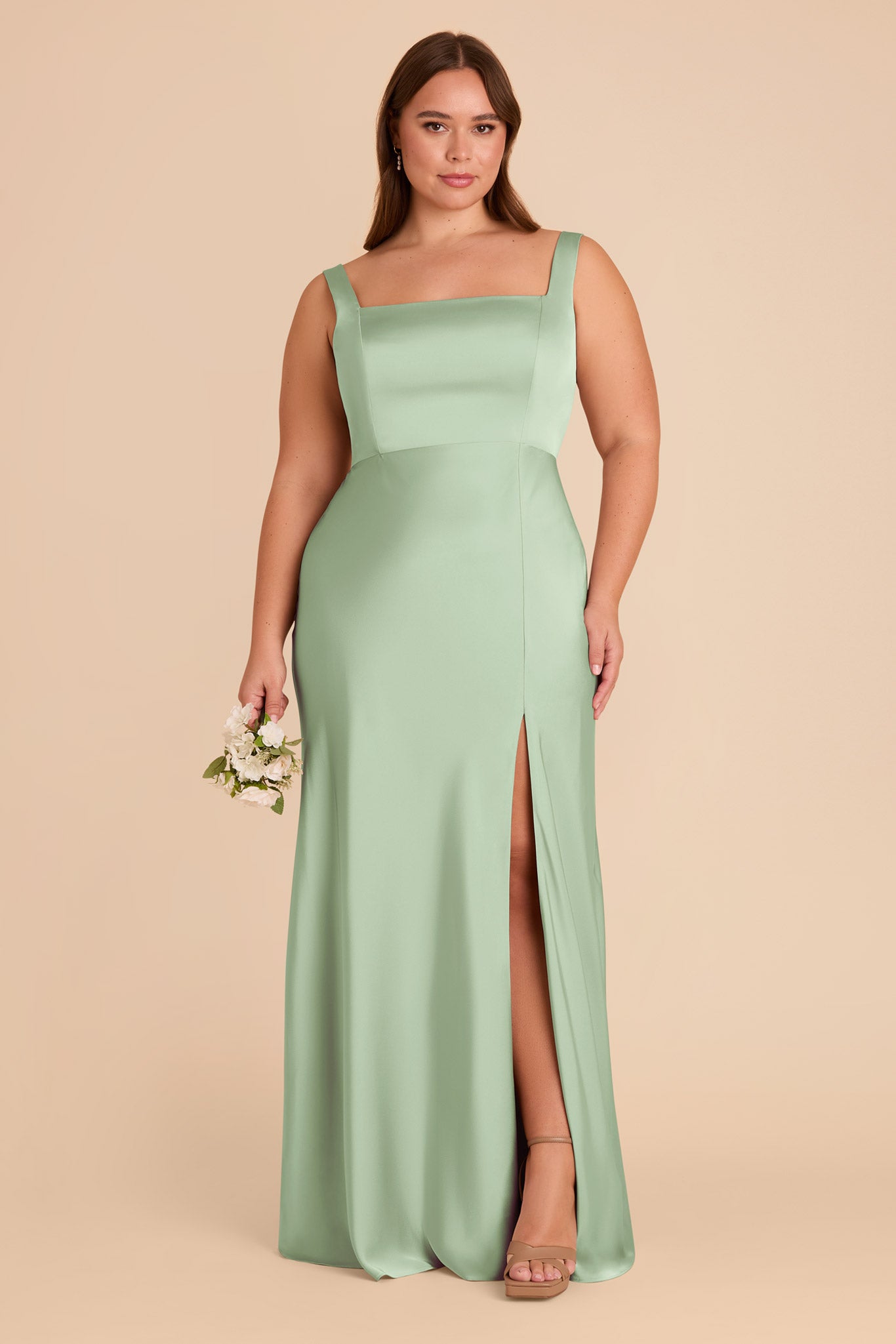 Convertible Satin Dress with Bows | Alex - Pistachio