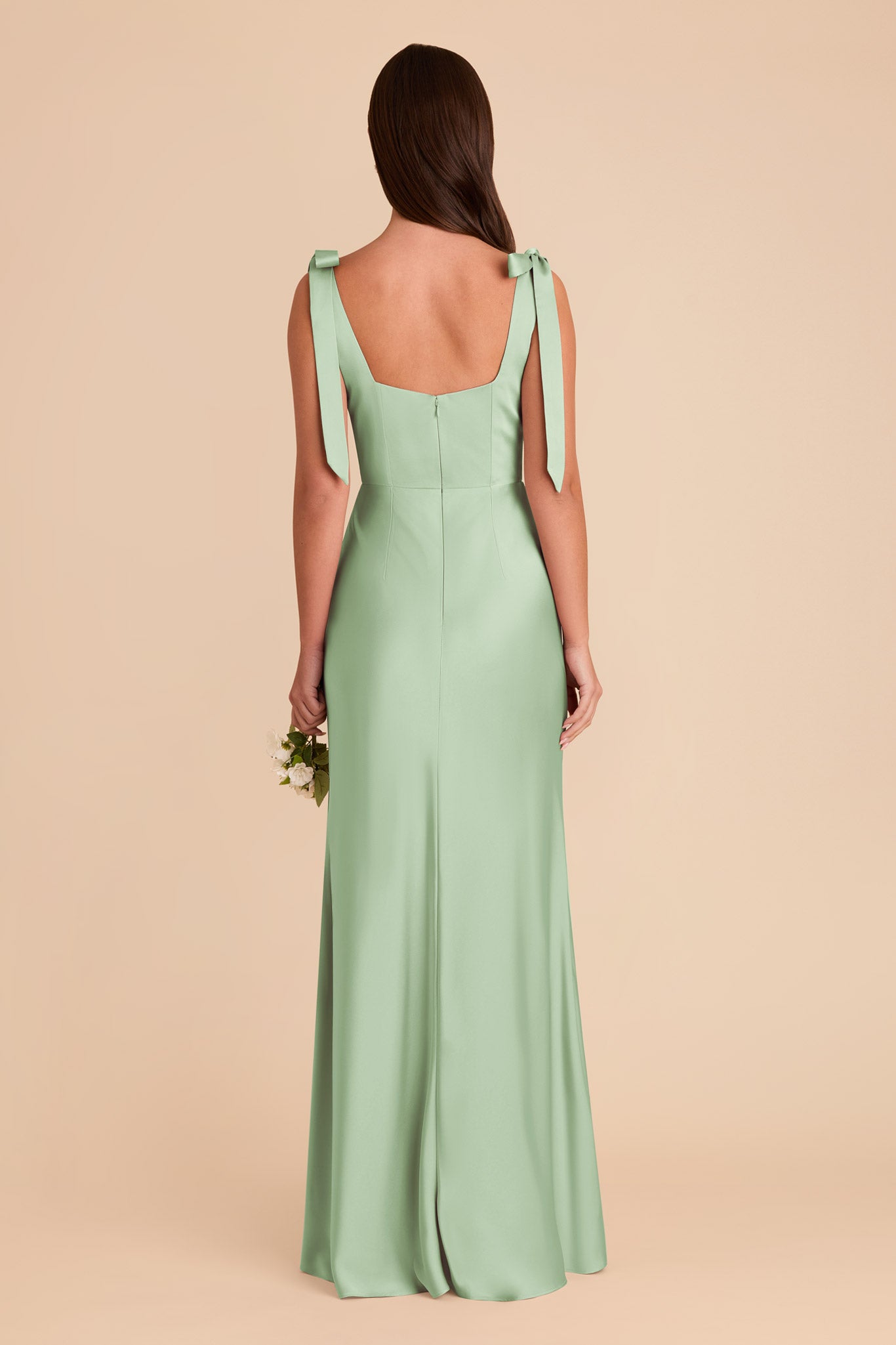 Convertible Satin Dress with Bows | Alex - Pistachio